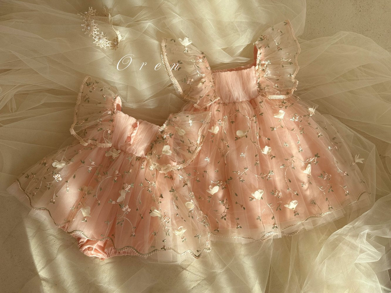 [OREN] Claire Flower Suit(BEBE)_Coral Pink