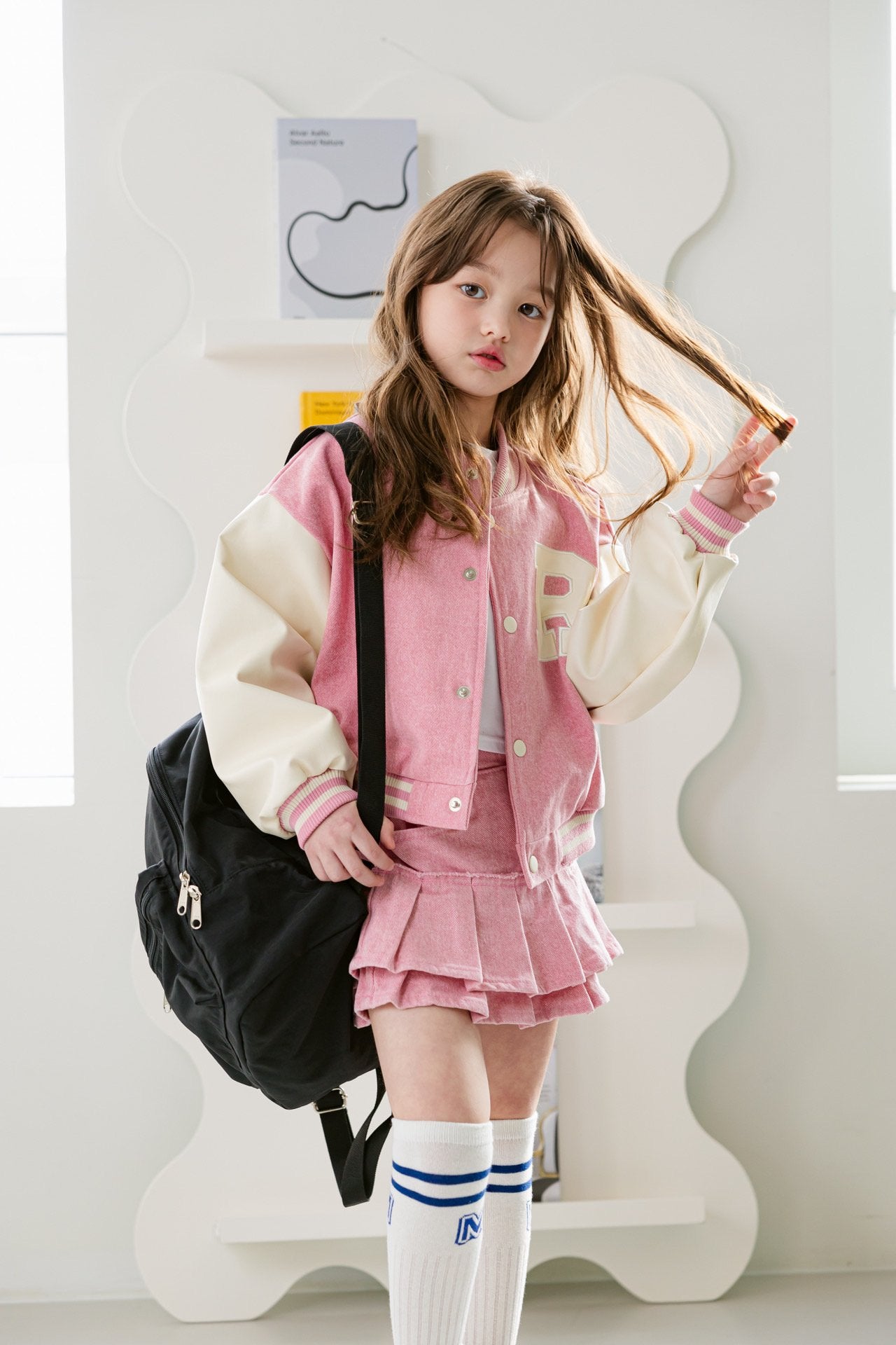 [DOREDORE] R Varsity Jacket_Pink