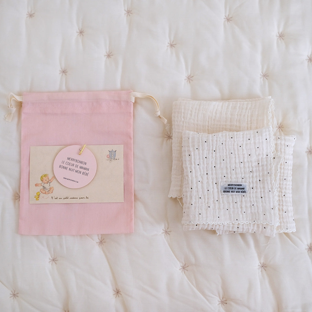 [merrybonbon]Baby gauze pure cotton handkerchief_cream dot