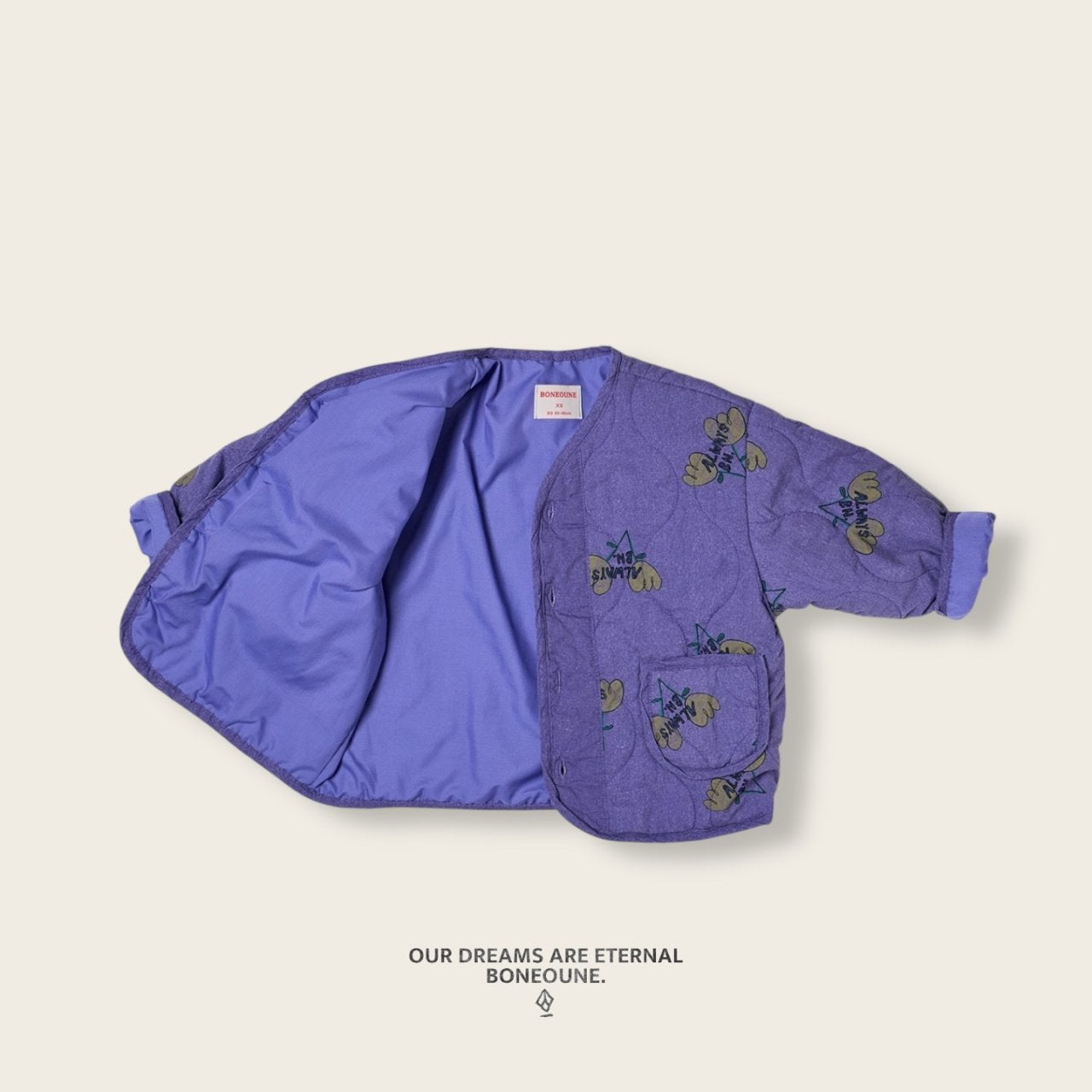 [BONEOUNE] Two-Flower Quilted Overlap Jacket_Purple