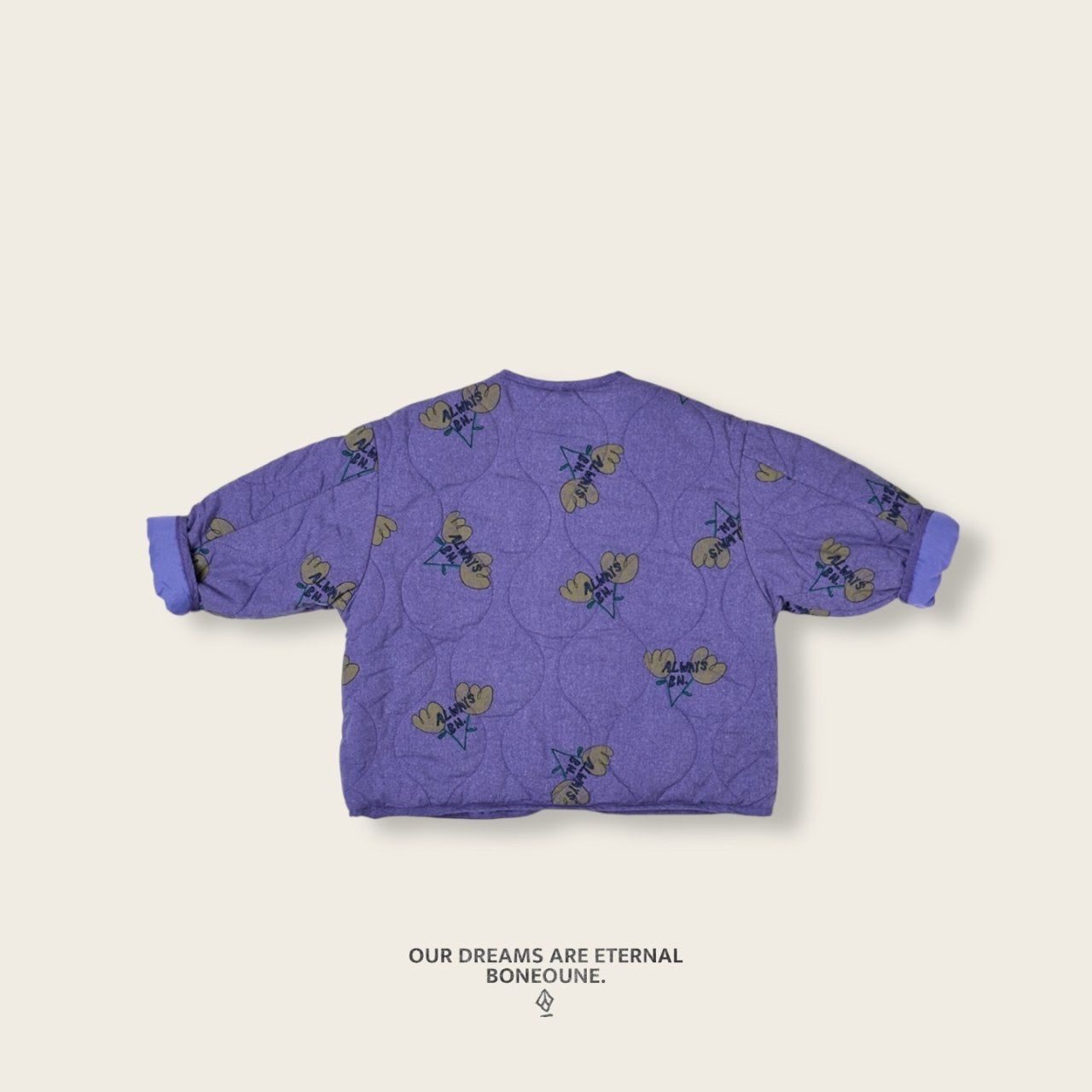 [BONEOUNE] Two-Flower Quilted Overlap Jacket_Purple
