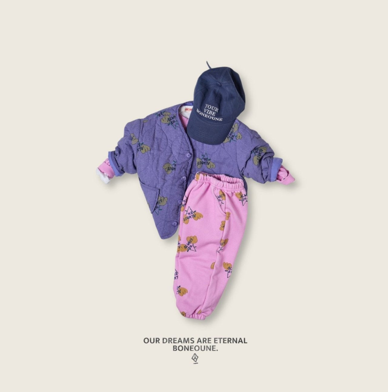 [BONEOUNE] Two-Flower Quilted Overlap Jacket_Purple