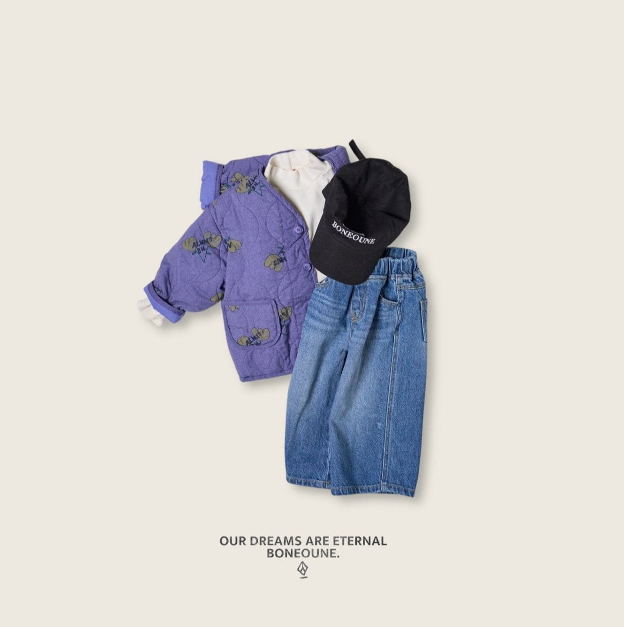 [BONEOUNE] Two-Flower Quilted Overlap Jacket_Purple