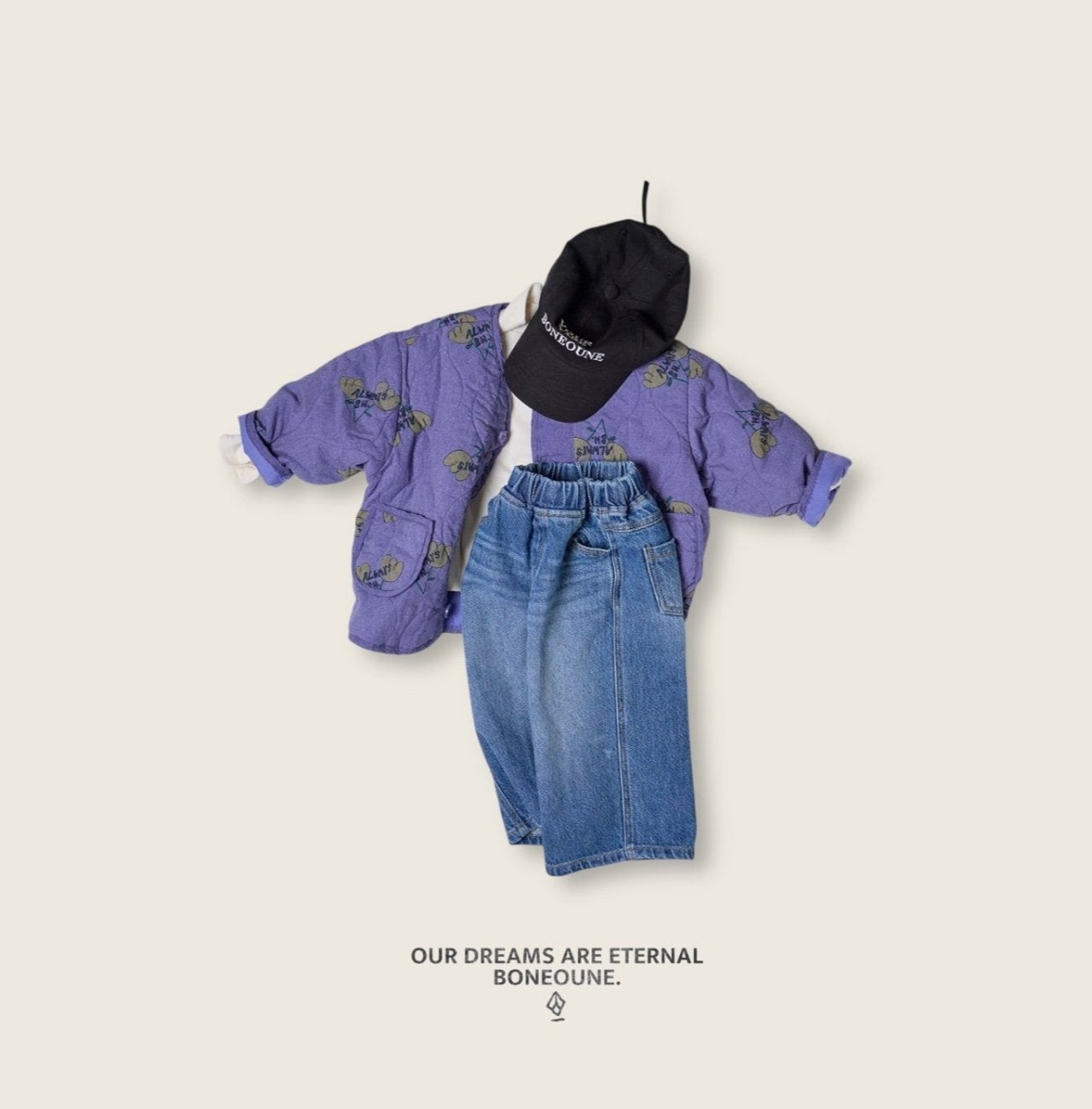 [BONEOUNE] Two-Flower Quilted Overlap Jacket_Purple