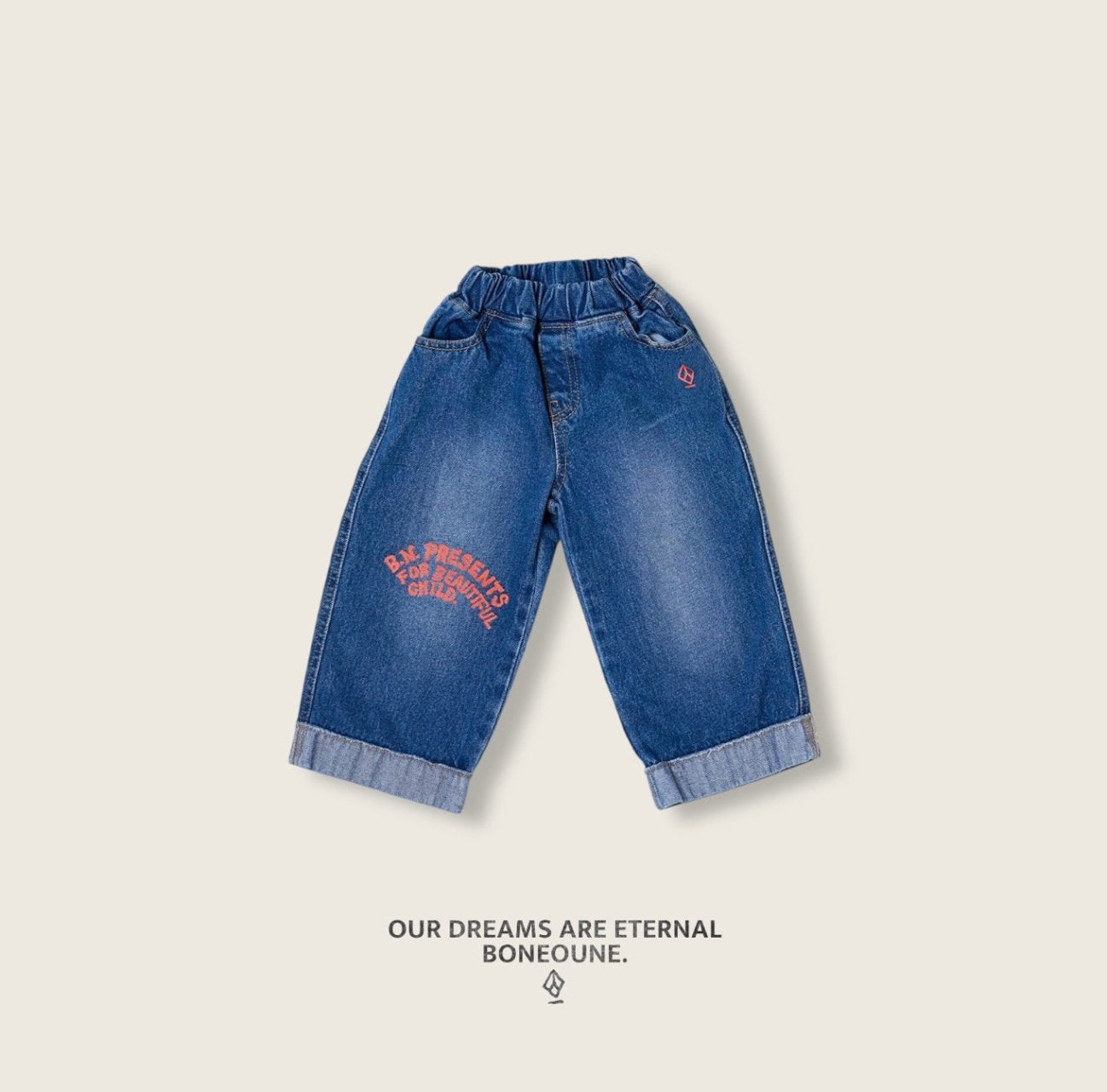 [BONEOUNE] Roll-Up Denim Pants_Denim