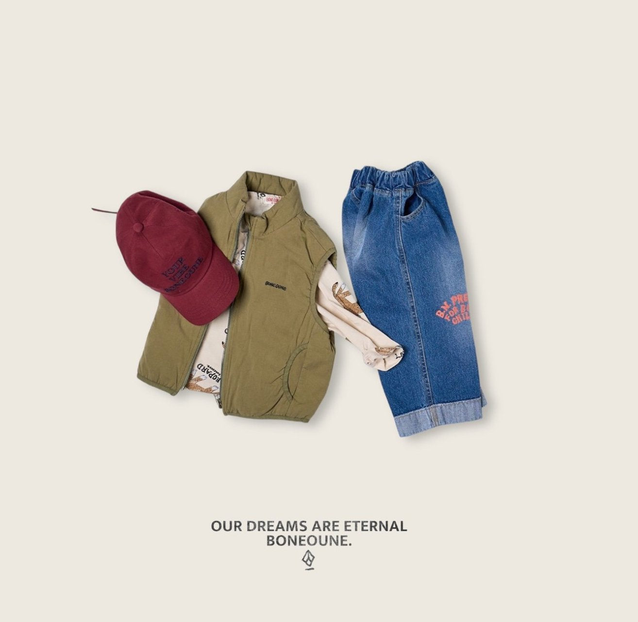 [BONEOUNE] Roll-Up Denim Pants_Denim