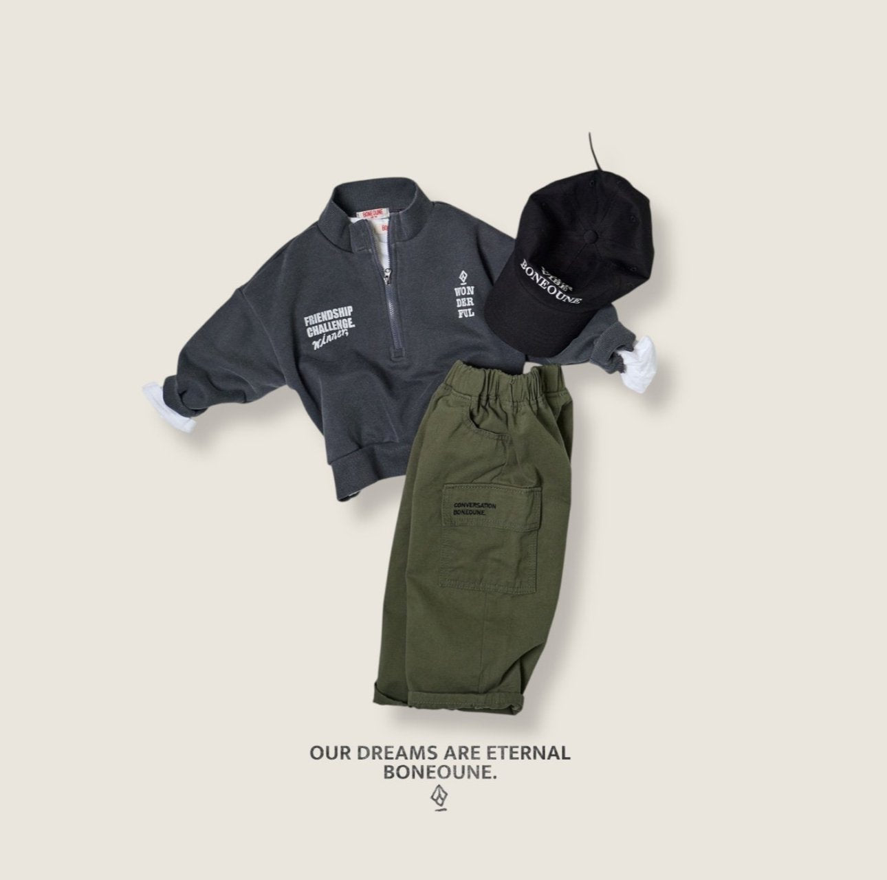 [BONEOUNE] Rucker Half-Zip Pullover_2colors