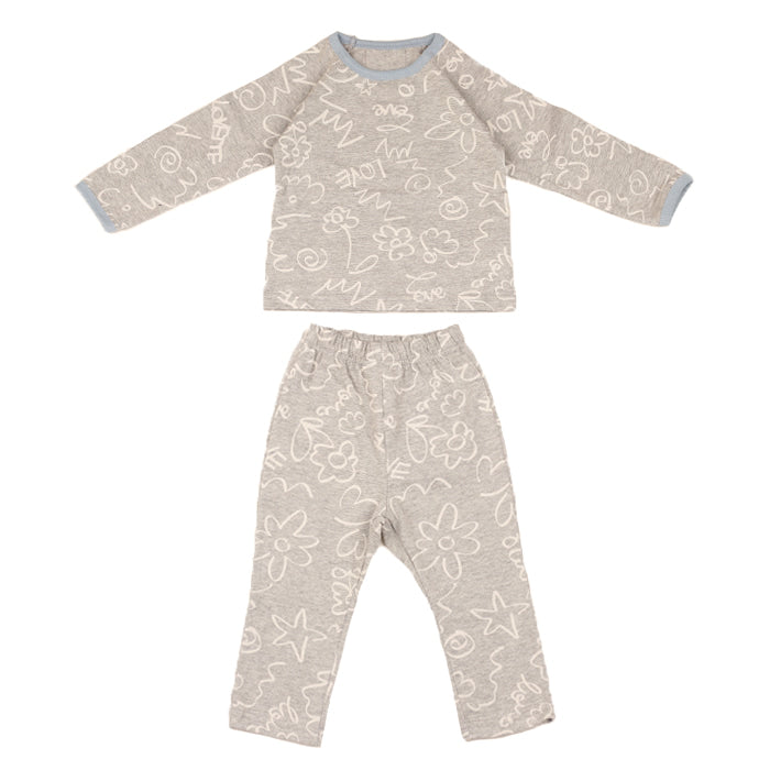 [LOVETTE] Drawing Printed Top &amp; Bottom Set _Grey