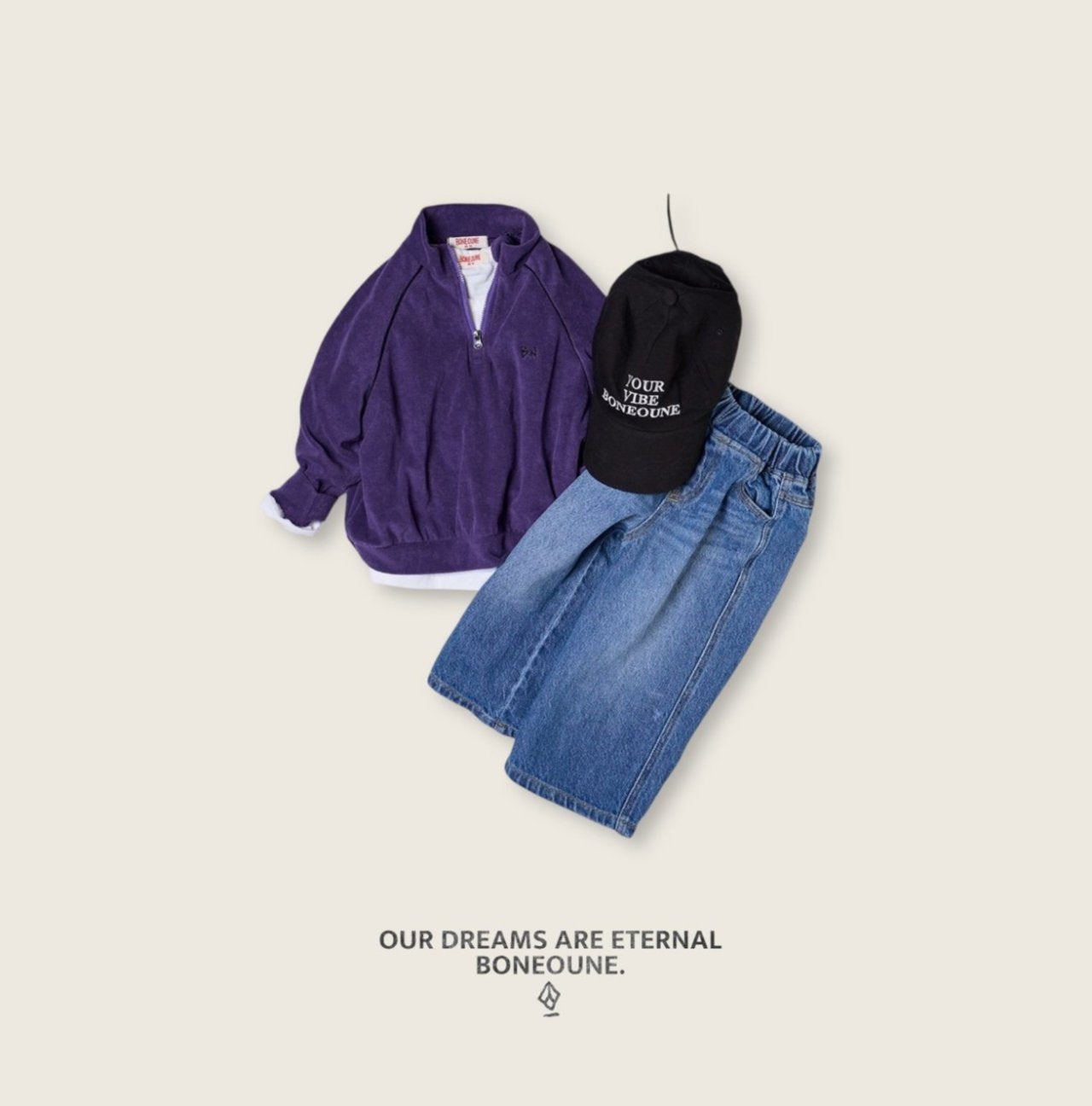 [BONEOUNE] Titan Terry Half-Zip Pullover_2colors