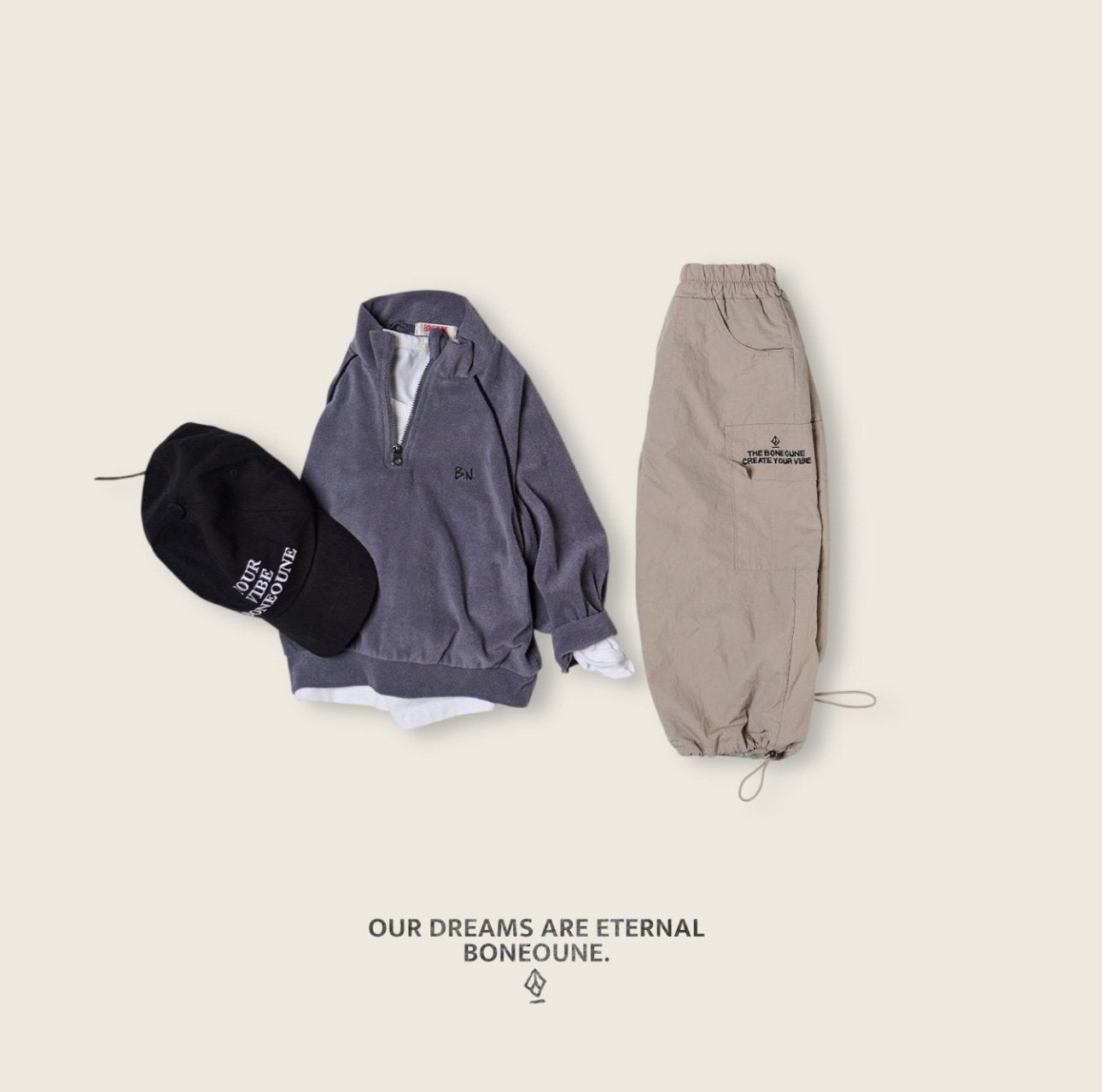 [BONEOUNE] Titan Terry Half-Zip Pullover_2colors