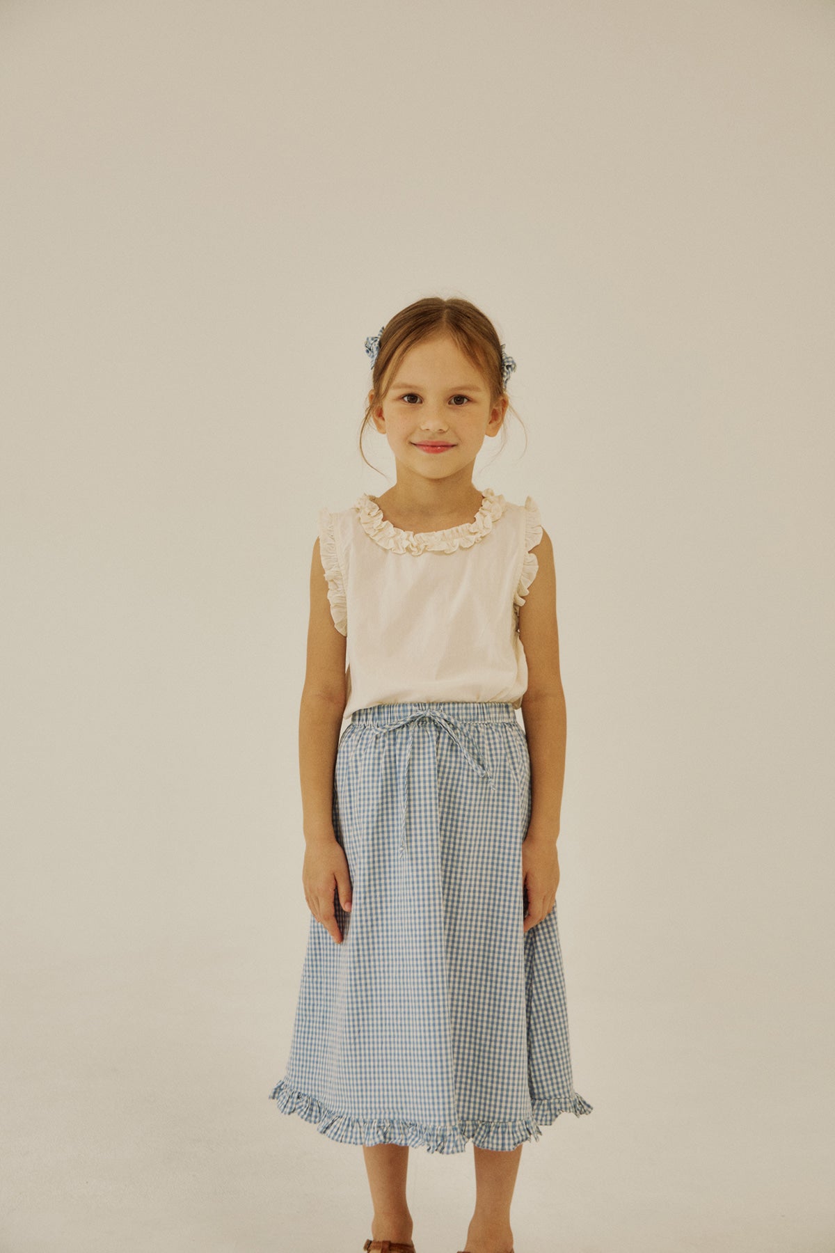 [Soye] Shoe frill long skirt_Blue
