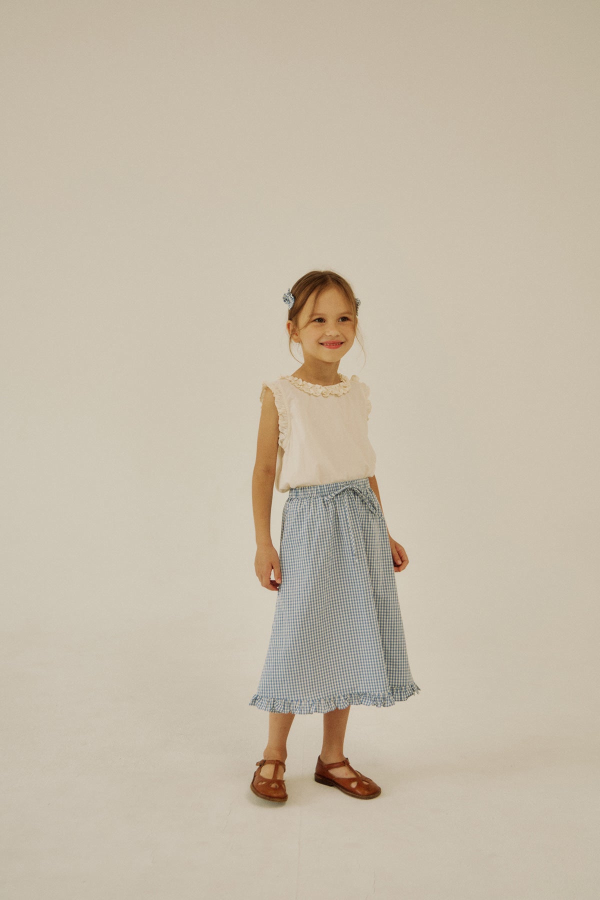 [Soye] Shoe frill long skirt_Blue