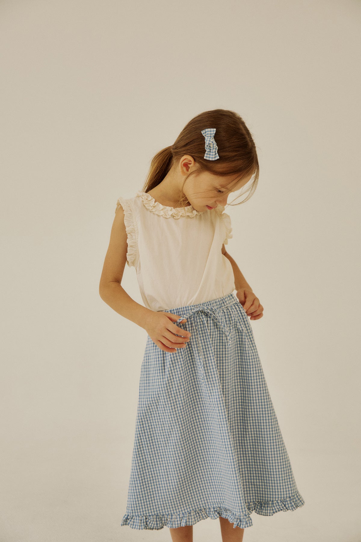 [Soye] Shoe frill long skirt_Blue