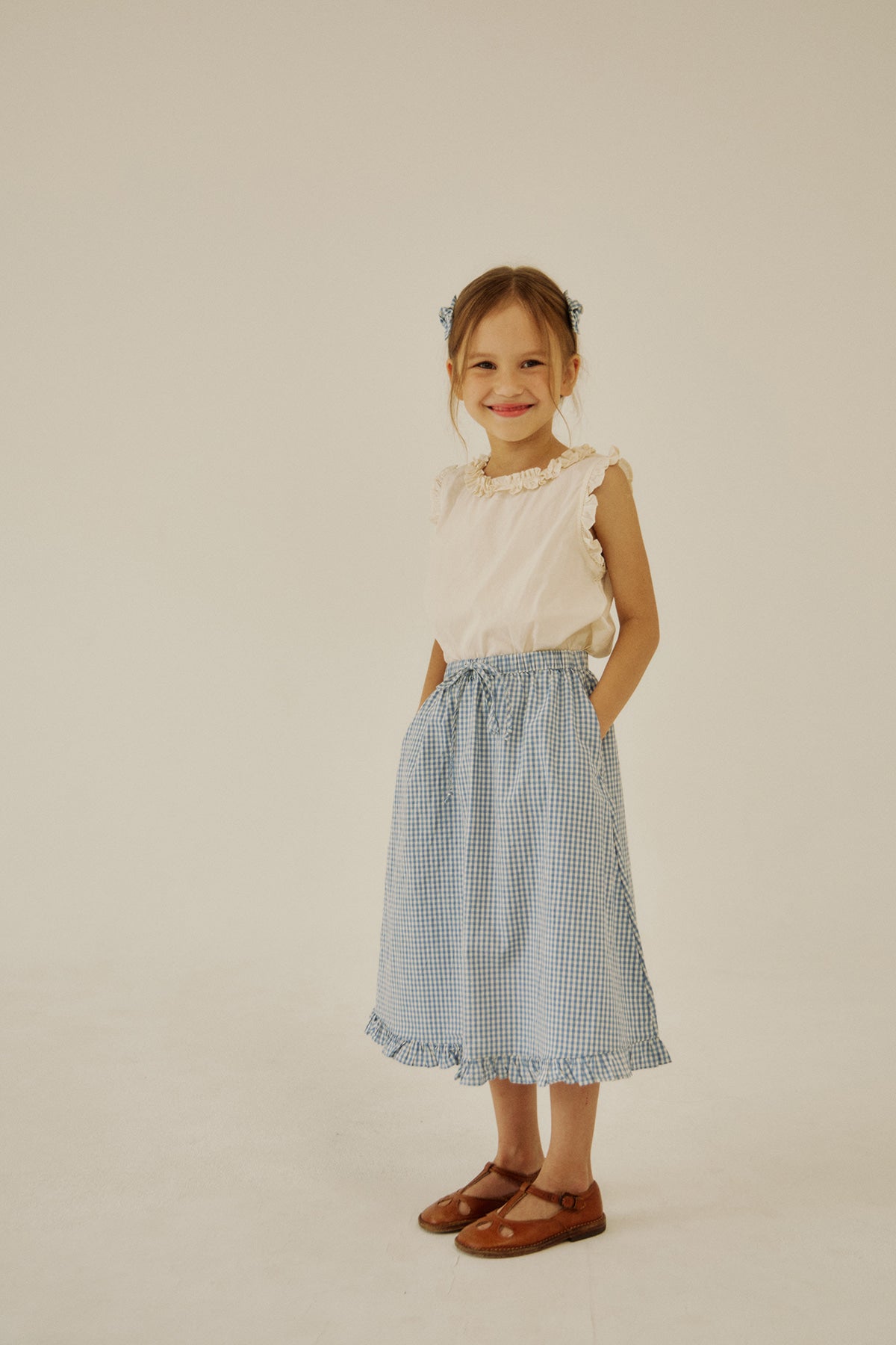 Soye] Shoe frill long skirt_Blue