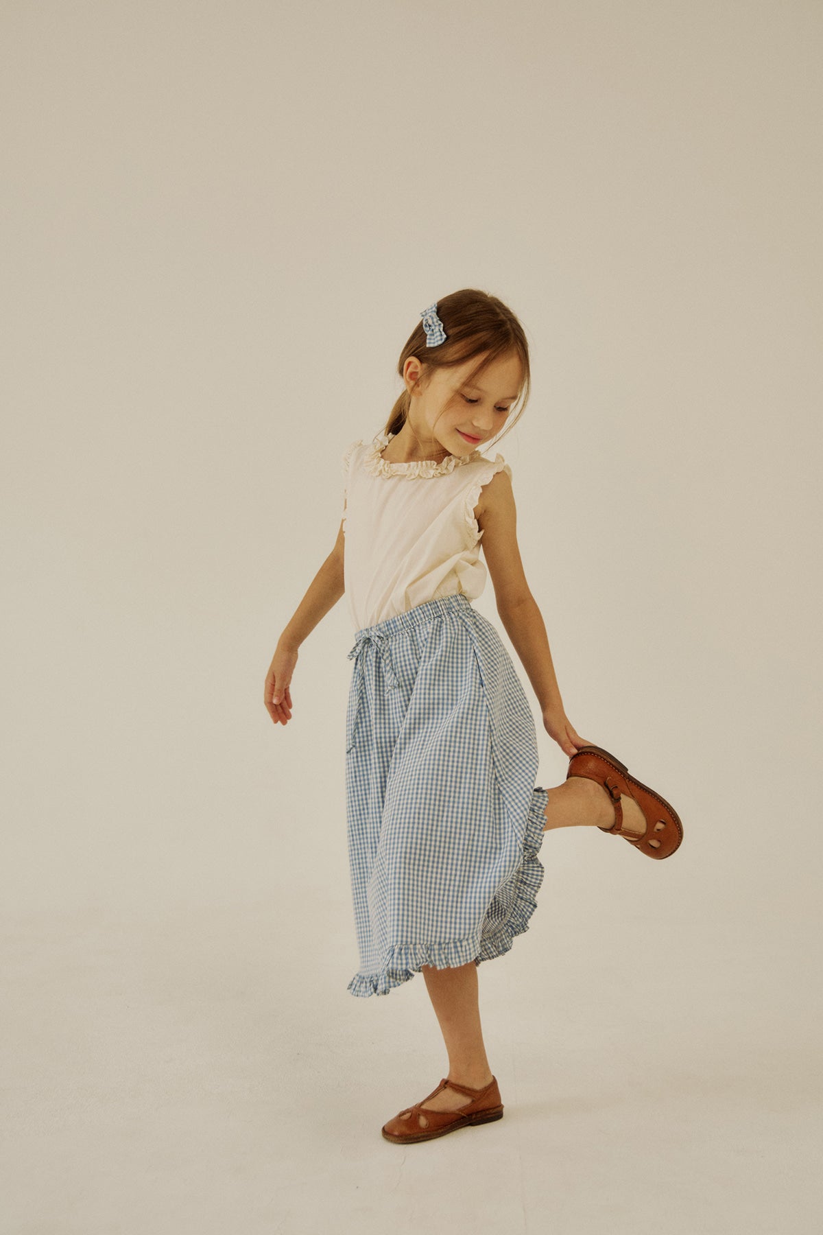 [Soye] Shoe frill long skirt_Blue