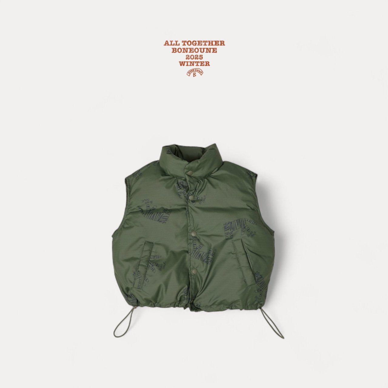 [BONEOUNE] Tiger Duck Down Vest_Khaki
