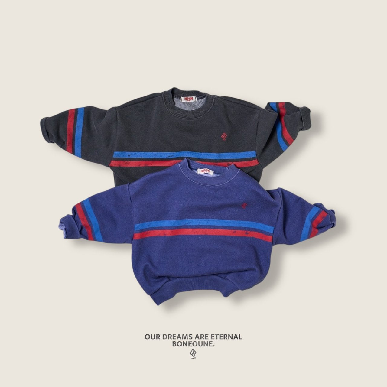 [BONEOUNE] Two-Line Pigment Sweatshirt_2colors