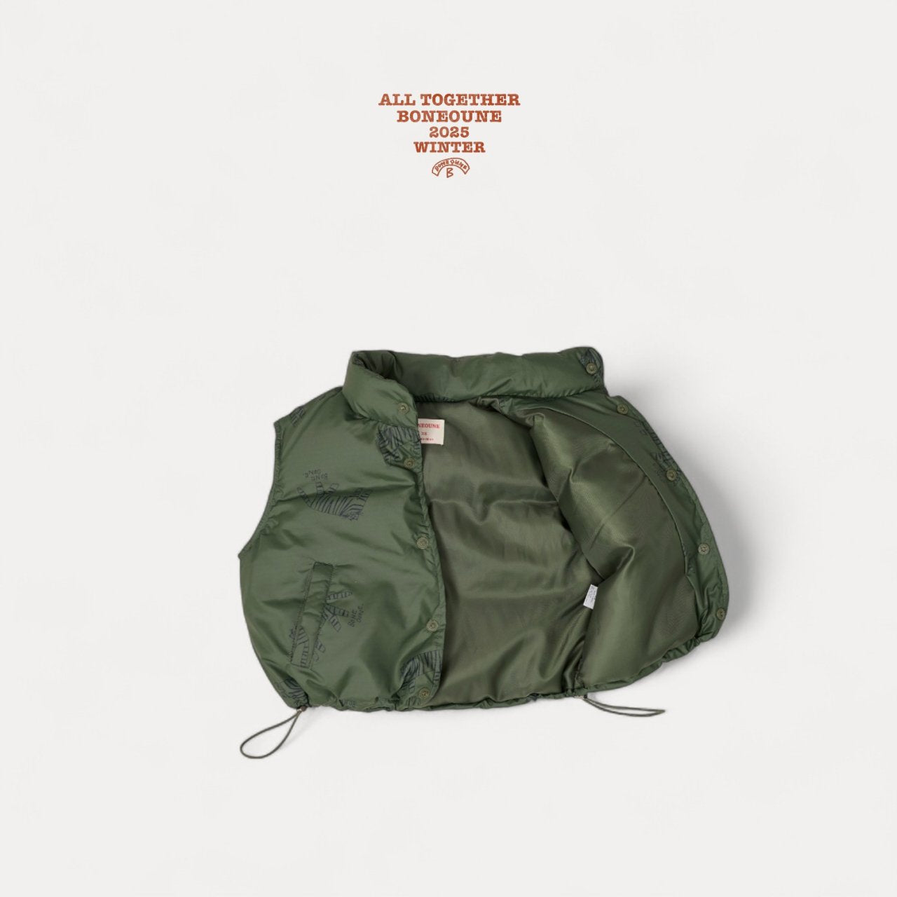 [BONEOUNE] Tiger Duck Down Vest_Khaki