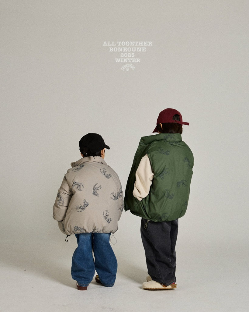 [BONEOUNE] Tiger Duck Down Vest_Khaki