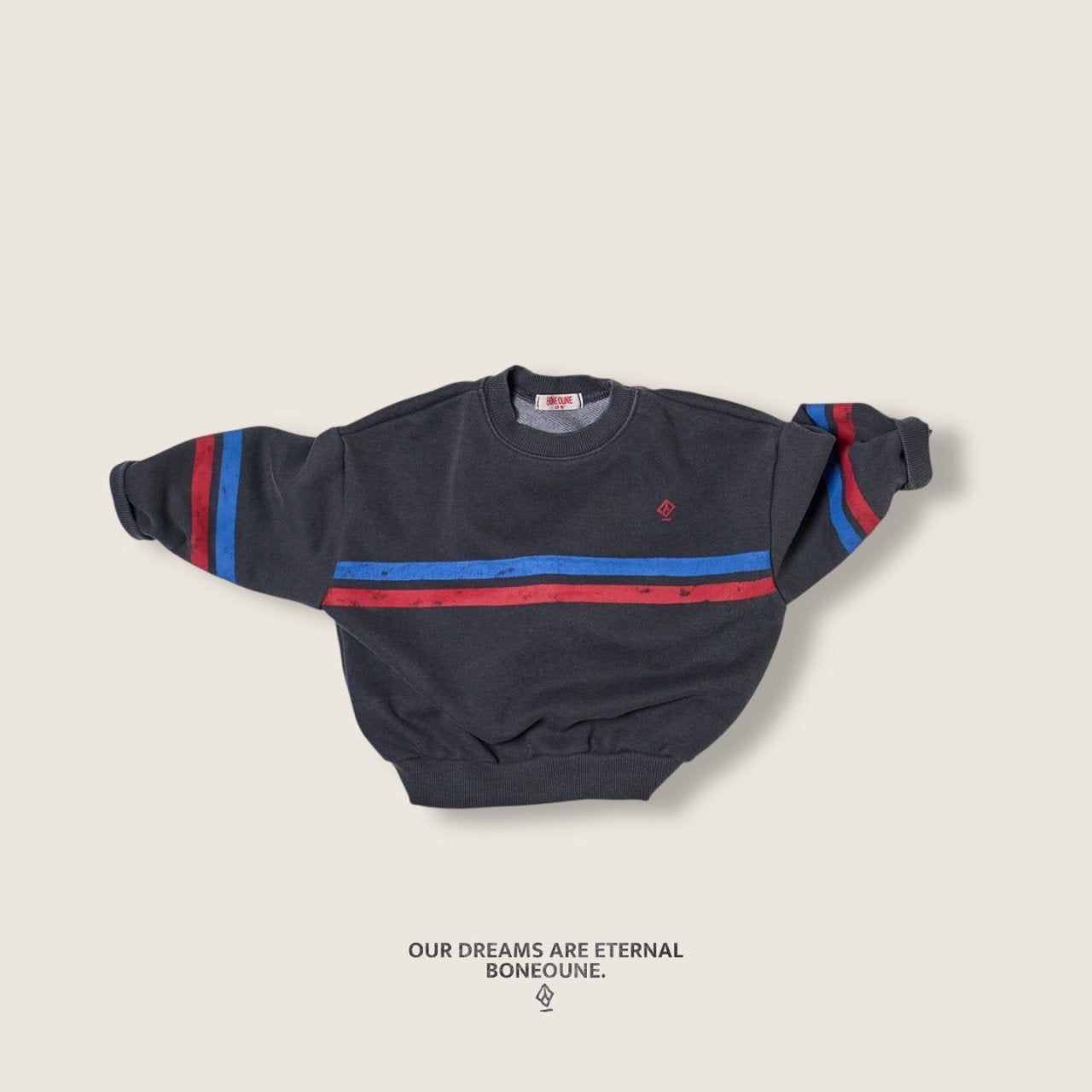 [BONEOUNE] Two-Line Pigment Sweatshirt_2colors