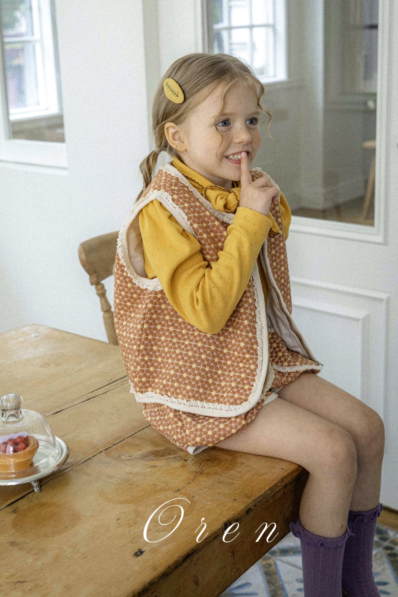 [OREN] (KIDS)Mocha Ribbon Tie T-Shirt_2colors
