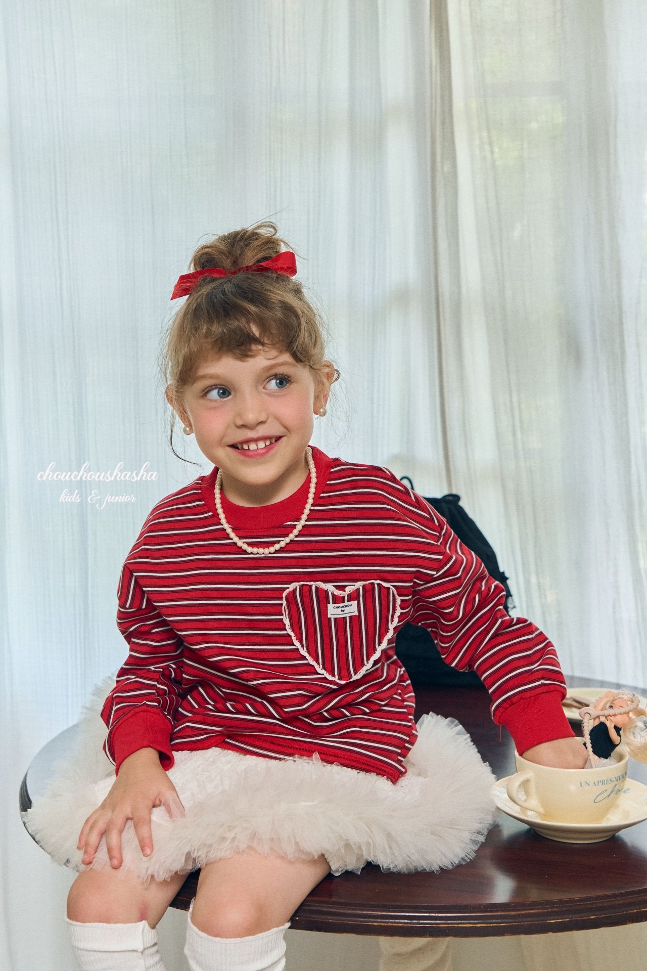 [CHOUCHOUSHASHA] Loopy Stripe T-shirts_Red