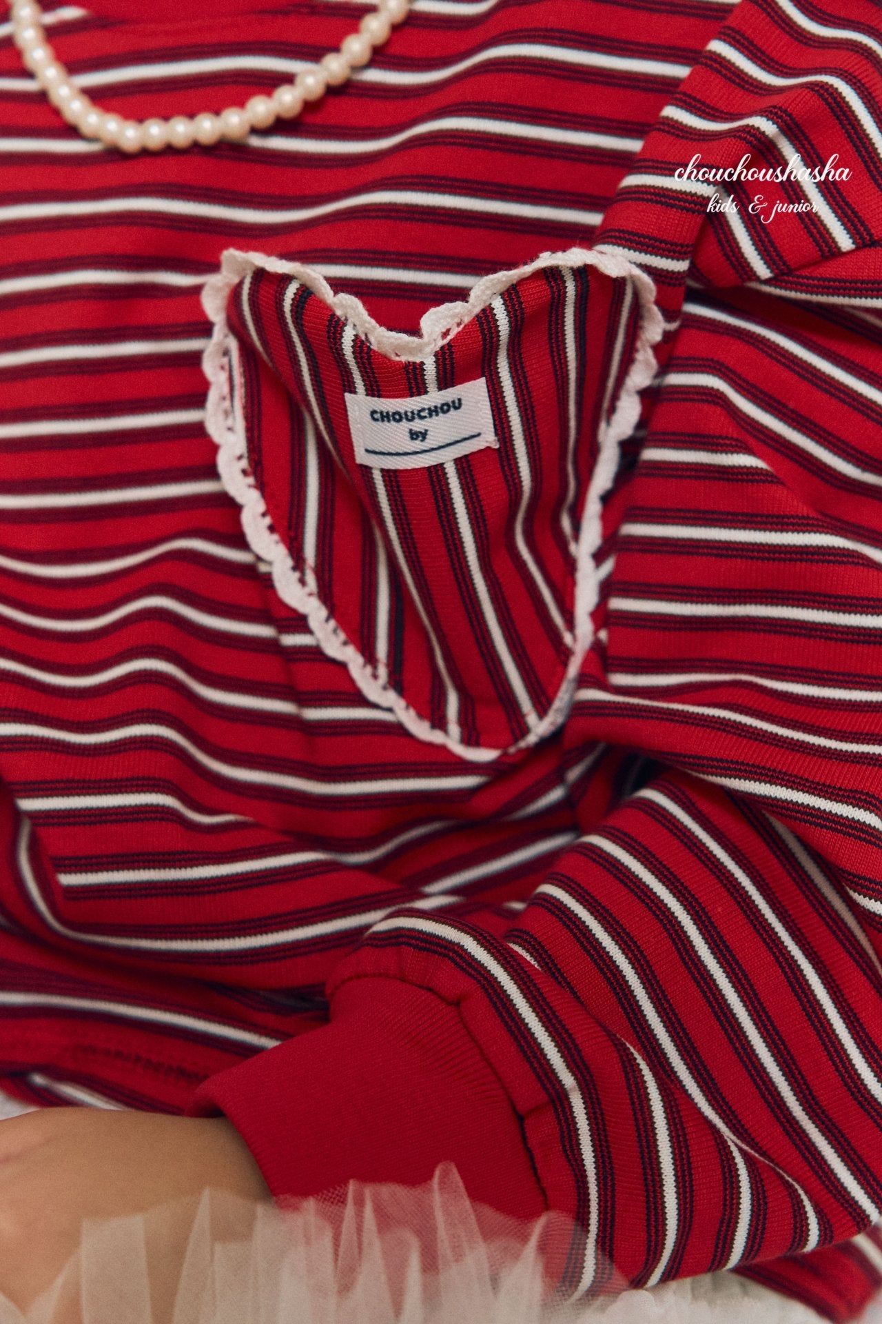 [CHOUCHOUSHASHA] Loopy Stripe T-shirts_Red