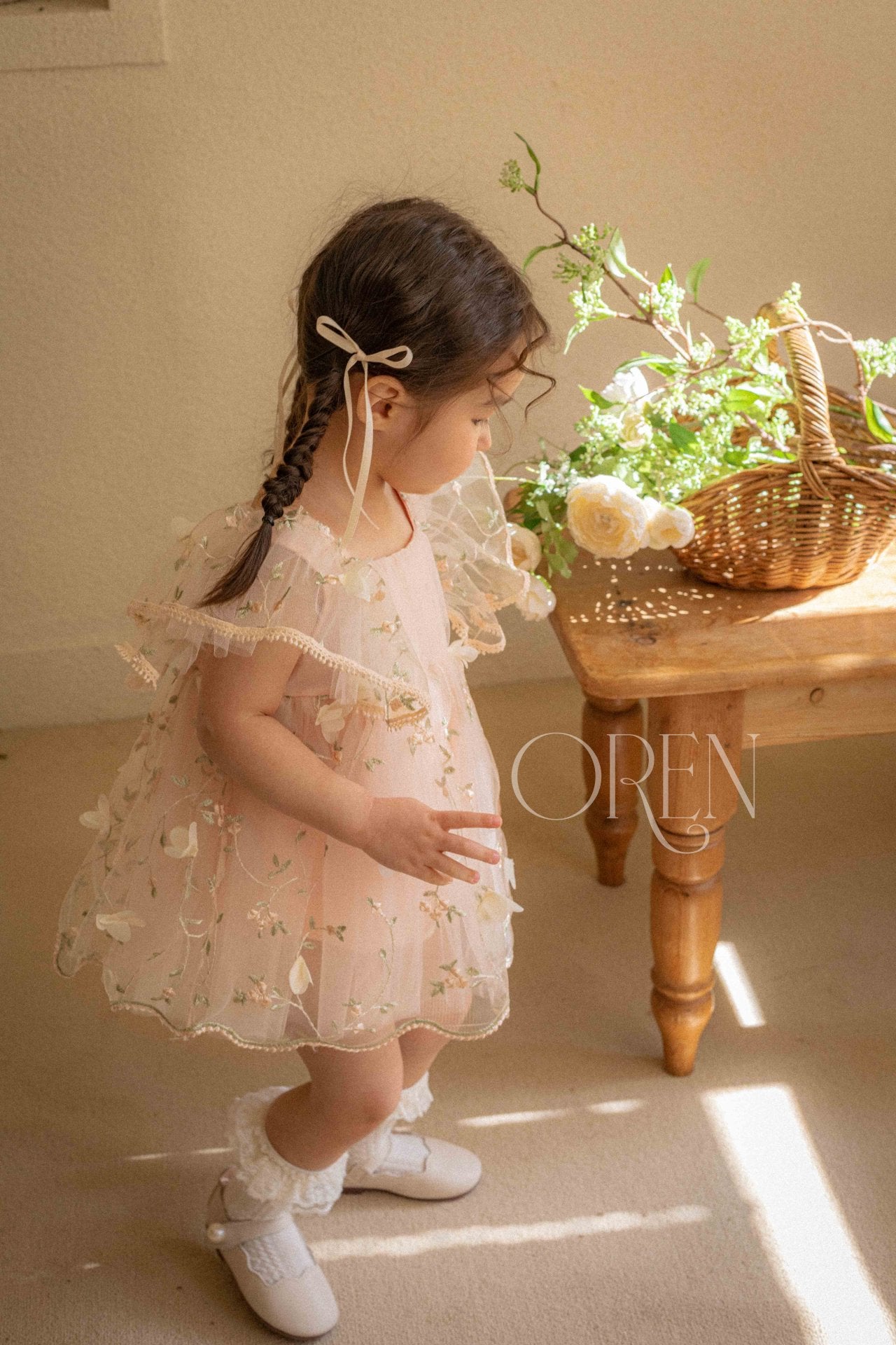 [OREN] Claire Flower Suit(BEBE)_Coral Pink