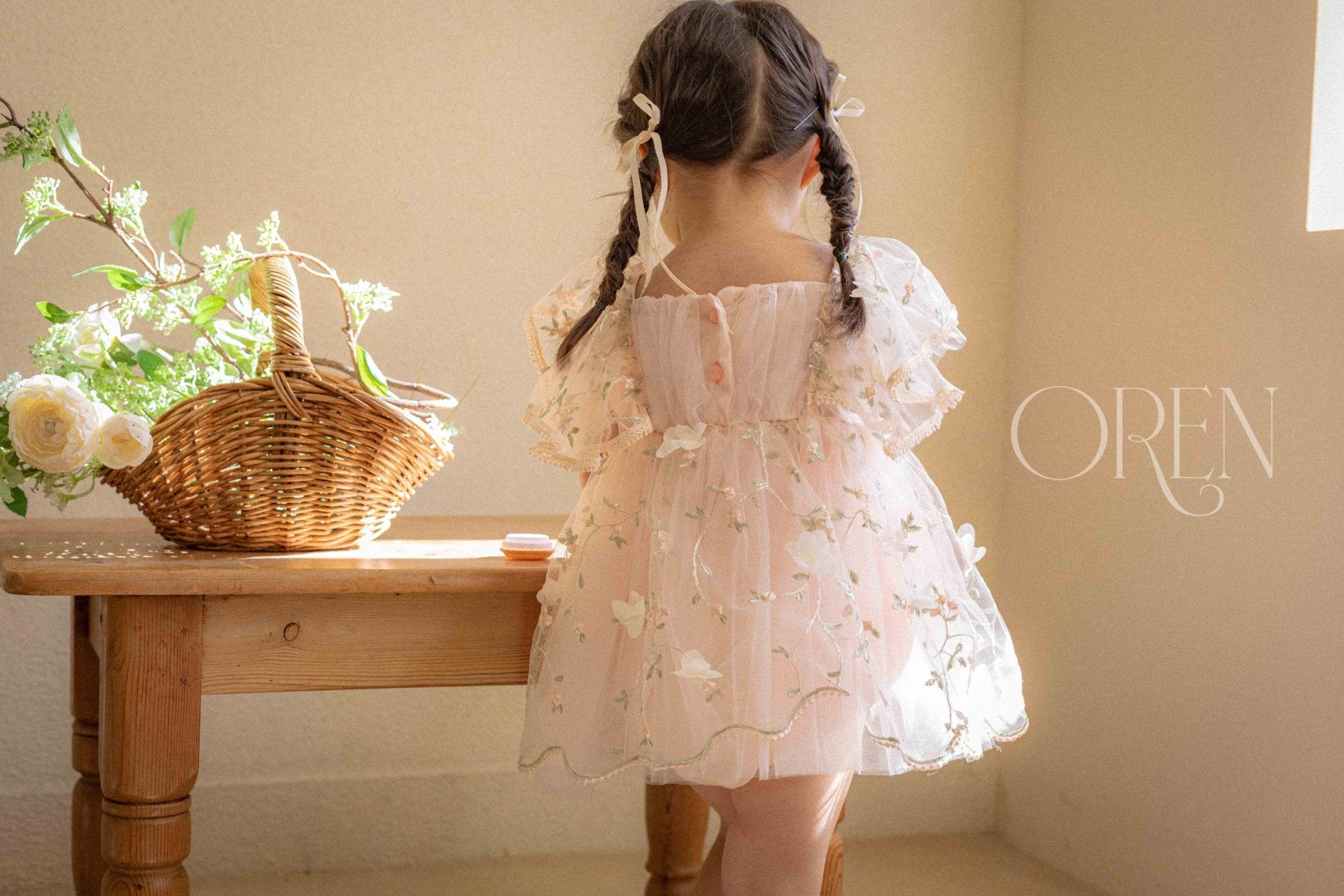 [OREN] Claire Flower Suit(BEBE)_Coral Pink