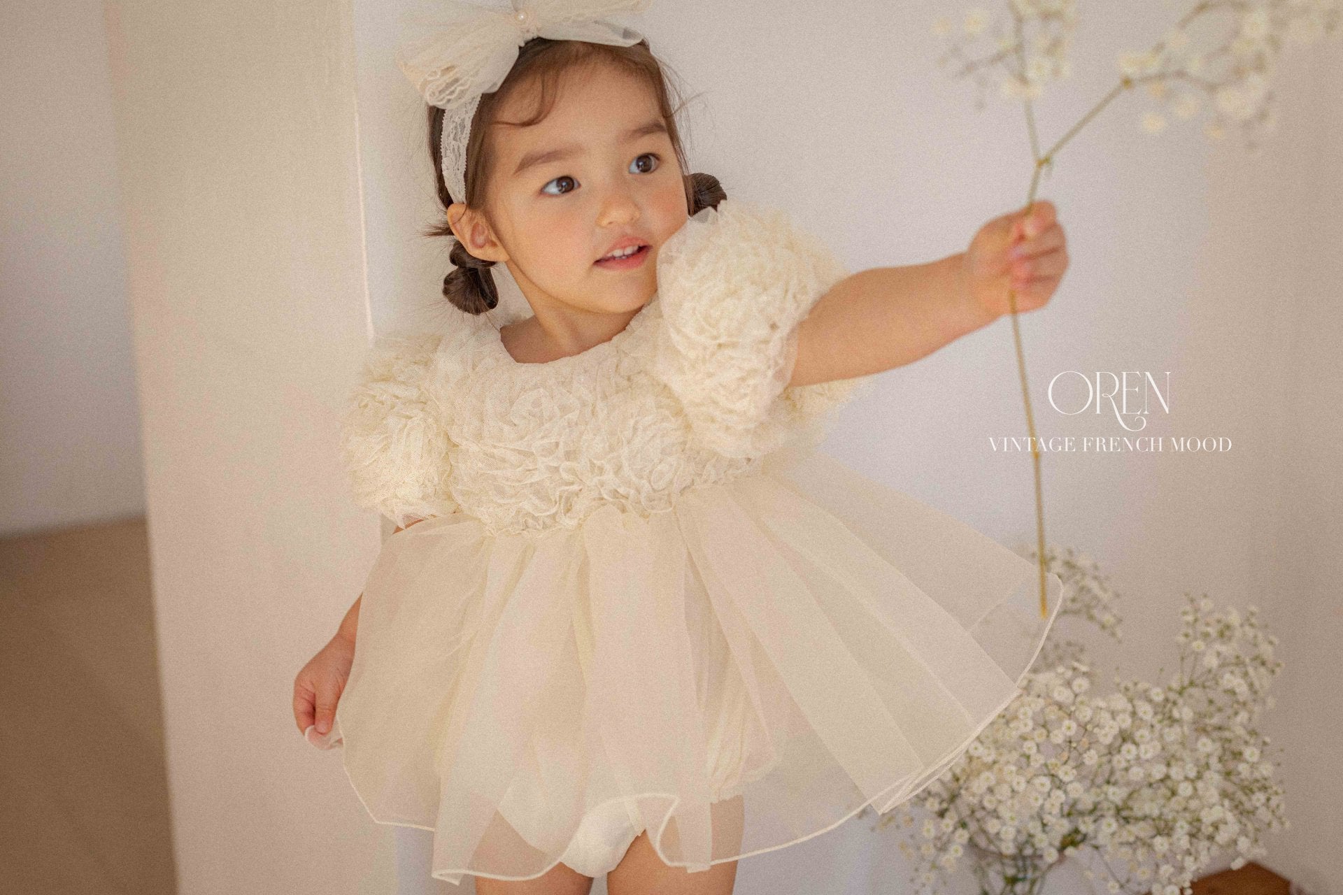 [OREN] Blooming Rose Pearl Suit(BEBE)_Cream