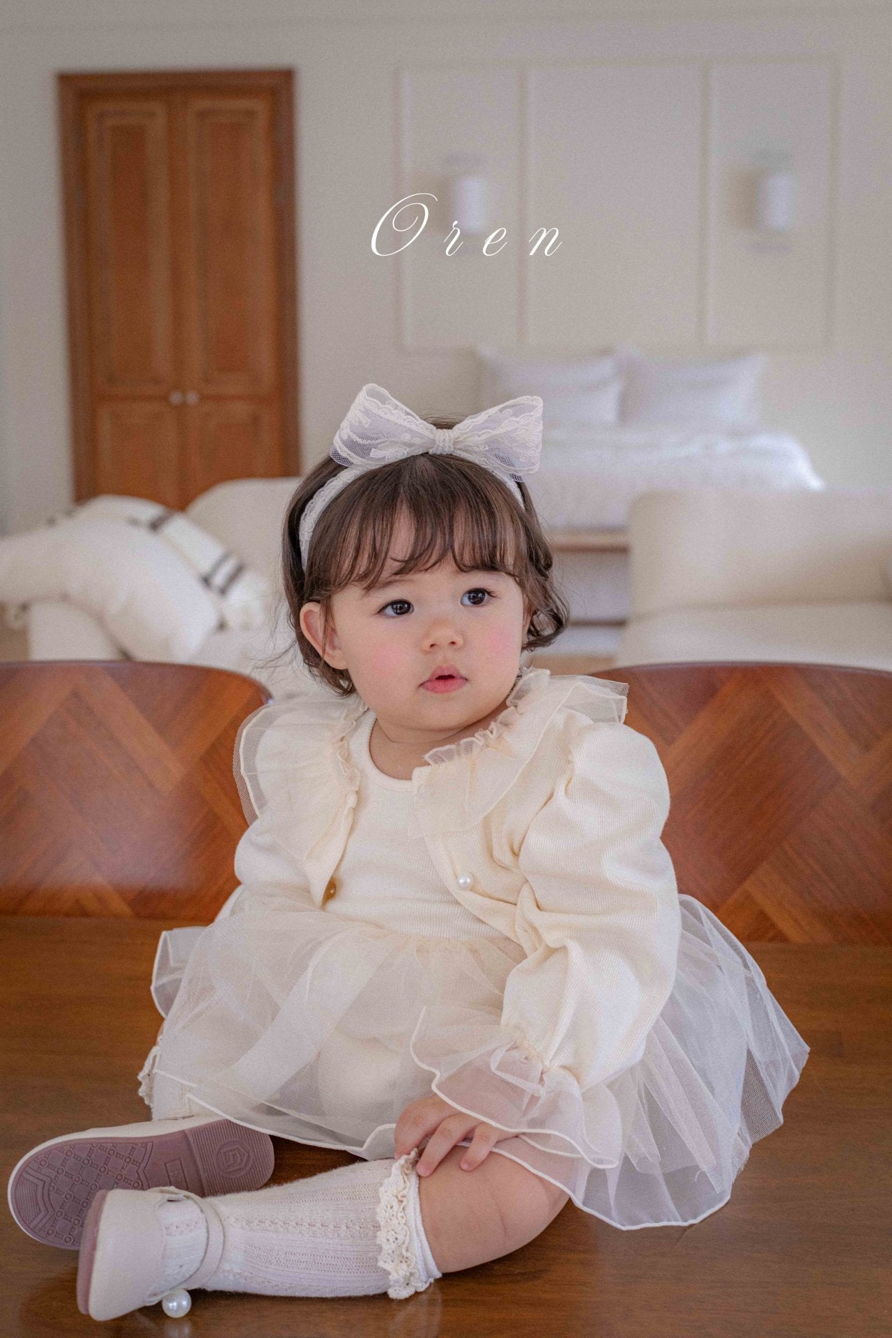 [OREN] (BEBE)Charmant Cardigan & Romper 2-Piece Set_2colors