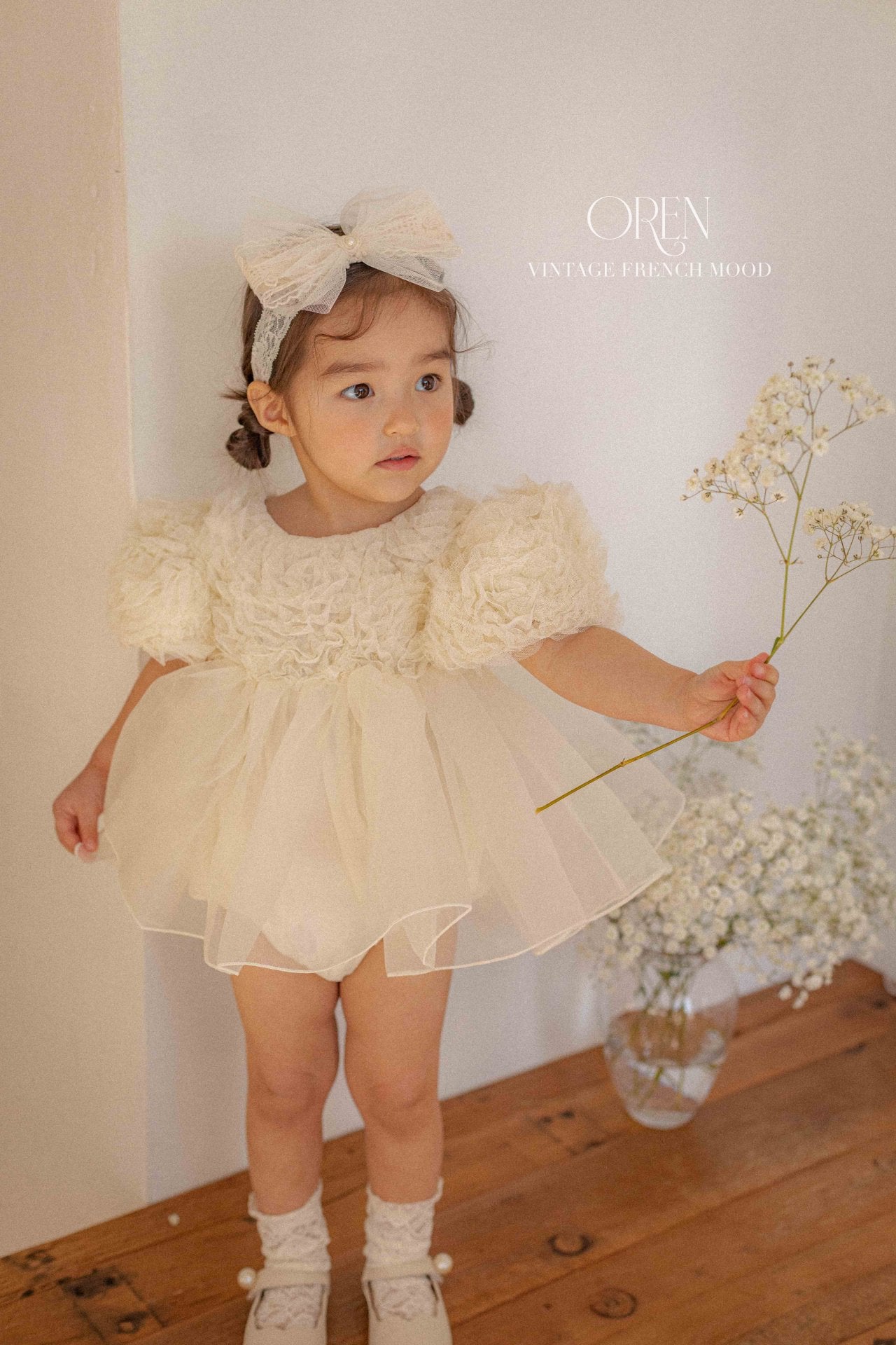 ワンピース OREN Blooming Rose Pearl One Piece OREN] Blooming Rose Pearl Suit(BEBE)_Cream