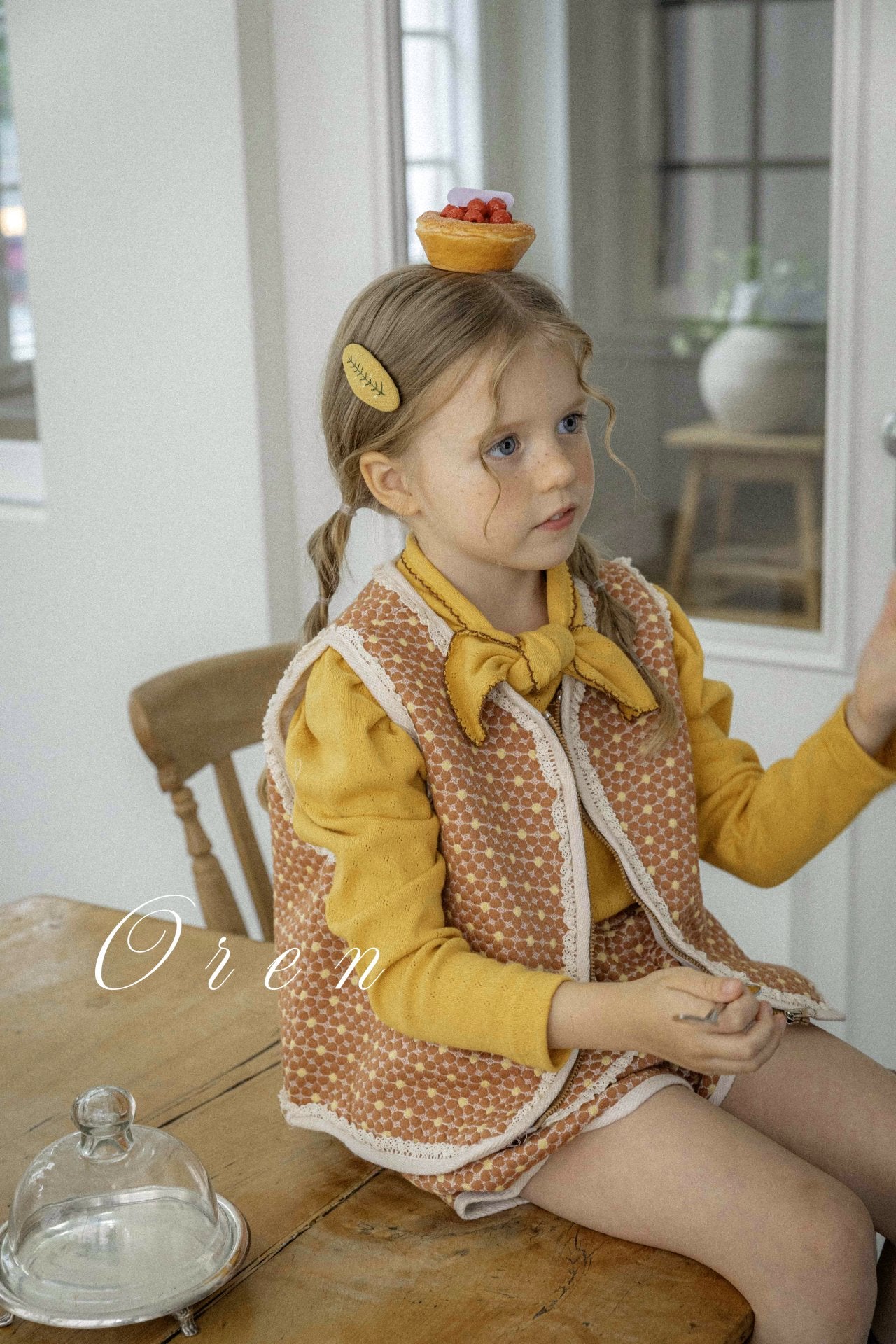 [OREN] (KIDS)Mocha Ribbon Tie T-Shirt_2colors