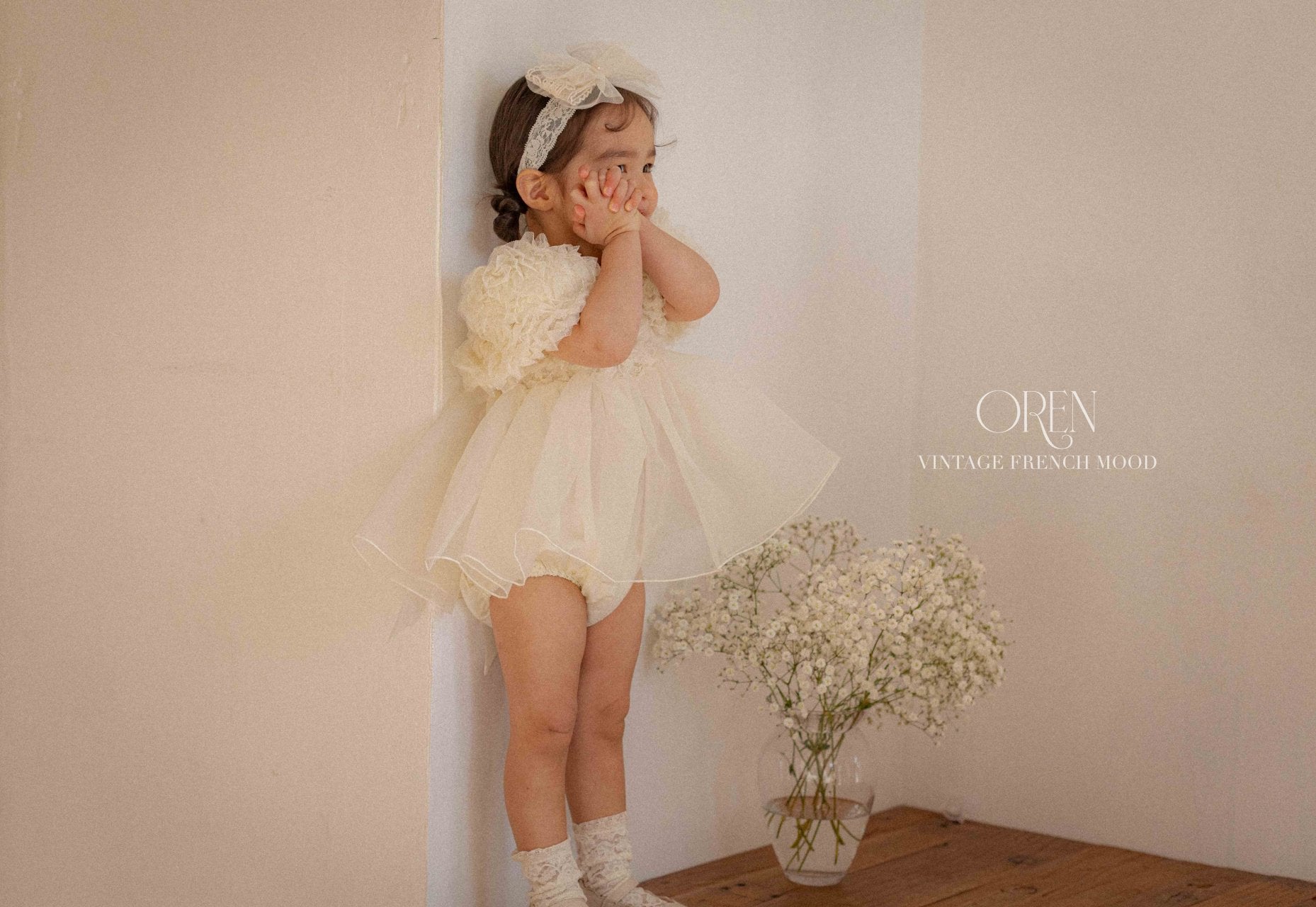 [OREN] Blooming Rose Pearl Suit(BEBE)_Cream