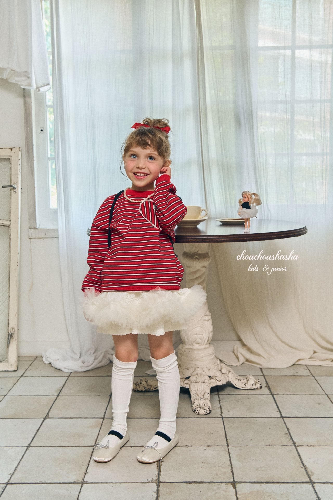[CHOUCHOUSHASHA] Loopy Stripe T-shirts_Red