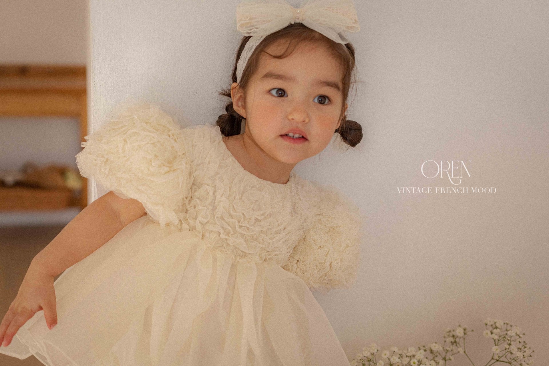 [OREN] Blooming Rose Pearl Suit(BEBE)_Cream