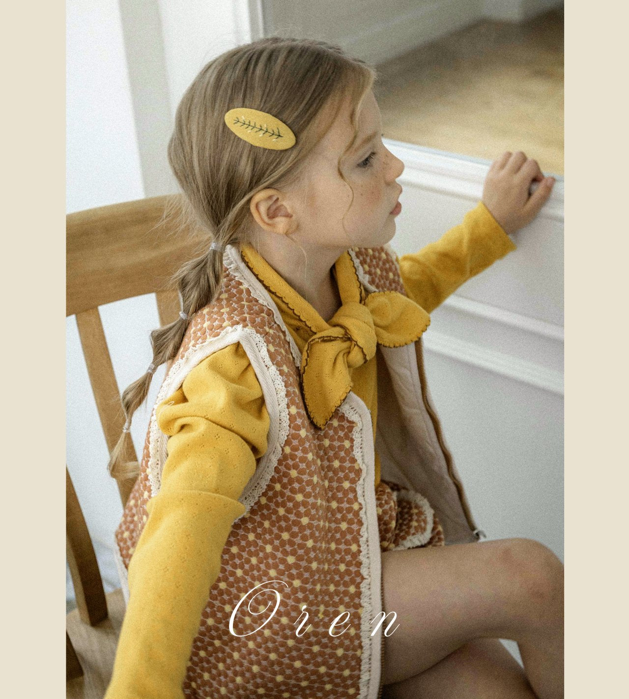[OREN] (KIDS)Mocha Ribbon Tie T-Shirt_2colors