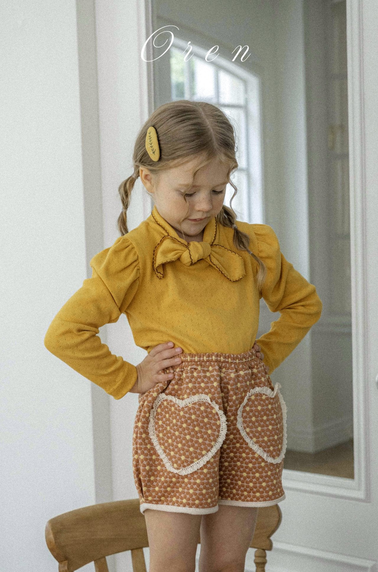 [OREN] (KIDS)Mocha Ribbon Tie T-Shirt_2colors