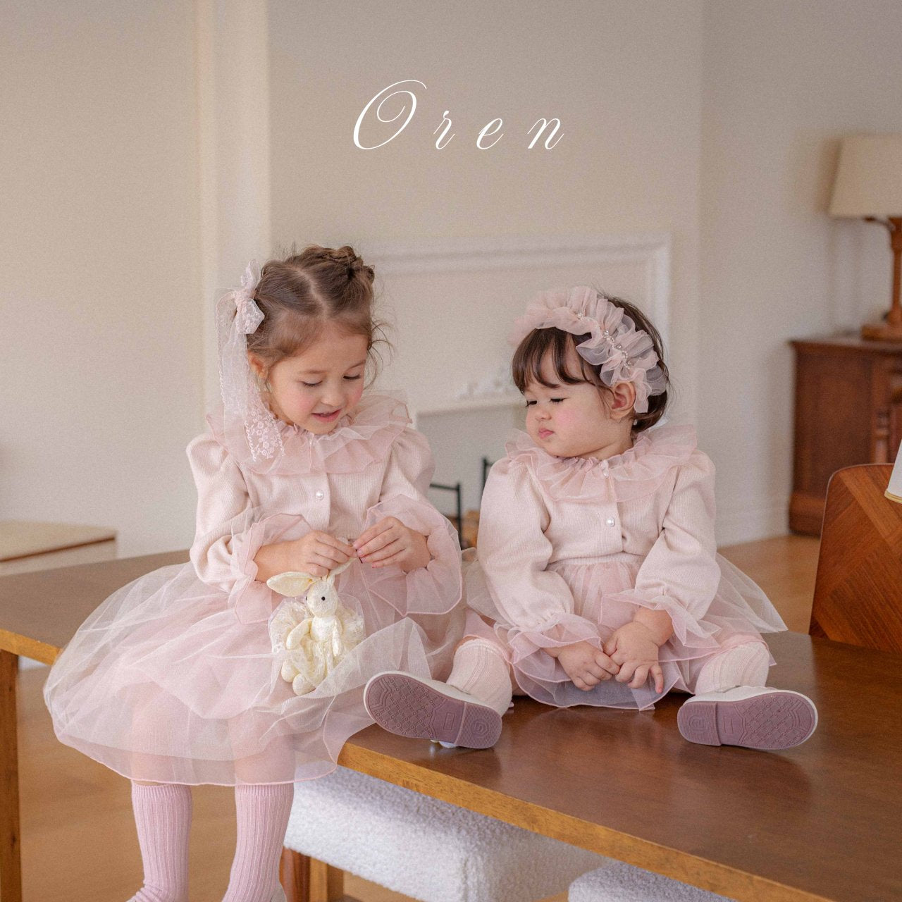 [OREN] (KIDS)Charmant Cardigan & Dress 2-Piece Set_2colors