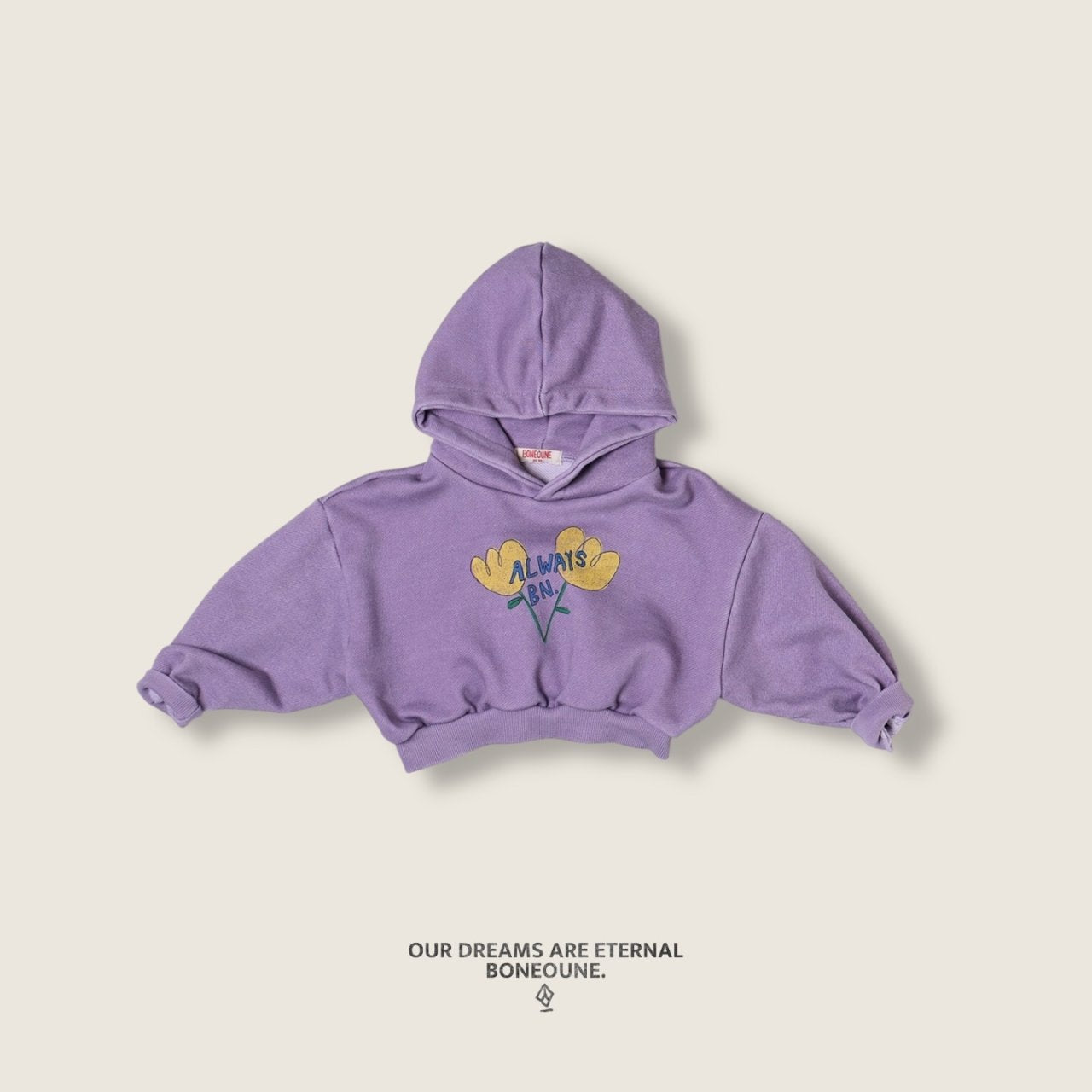 [BONEOUNE] Yellow Flower Crop Hoodie_2colors