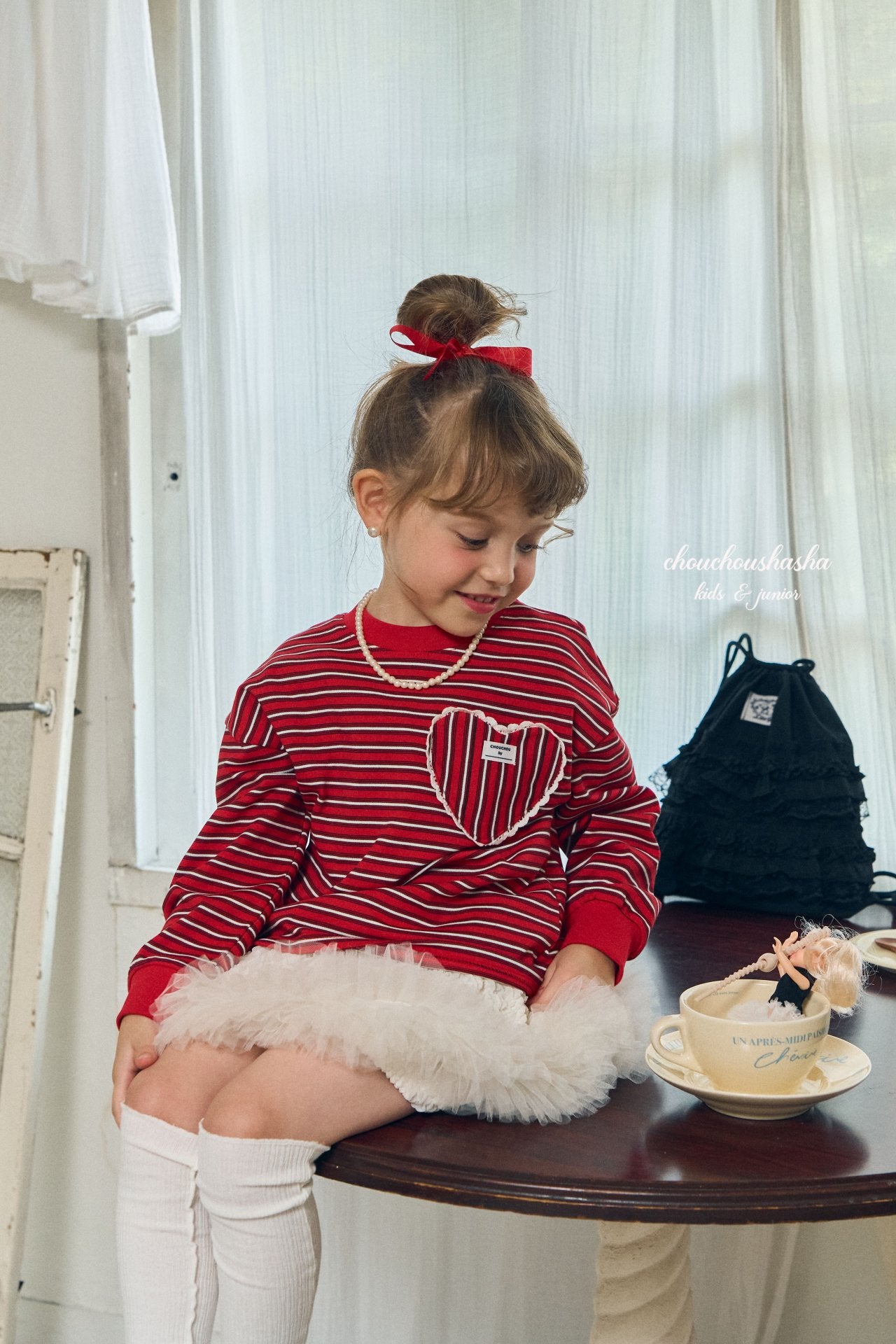 [CHOUCHOUSHASHA] Loopy Stripe T-shirts_Red