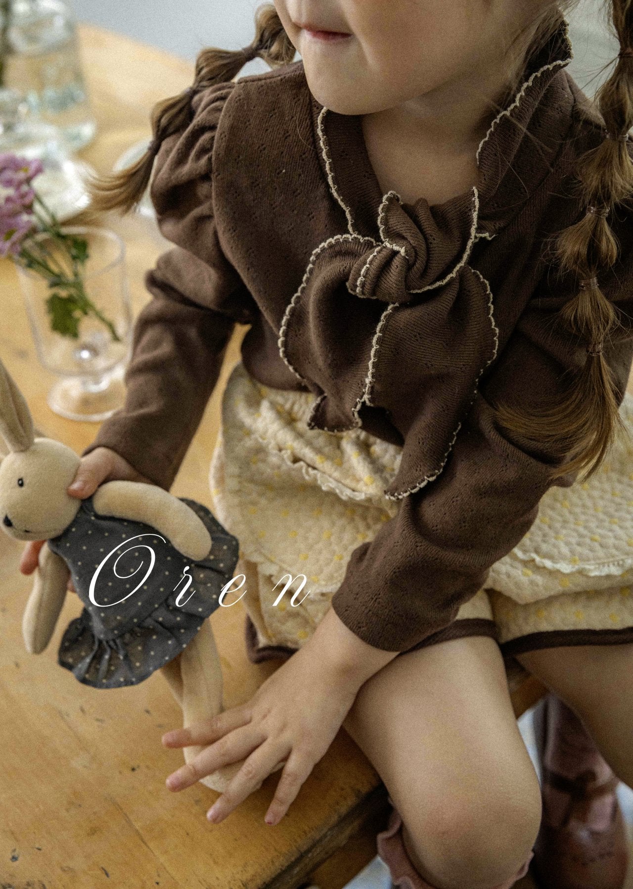 [OREN] (KIDS)Mocha Ribbon Tie T-Shirt_2colors