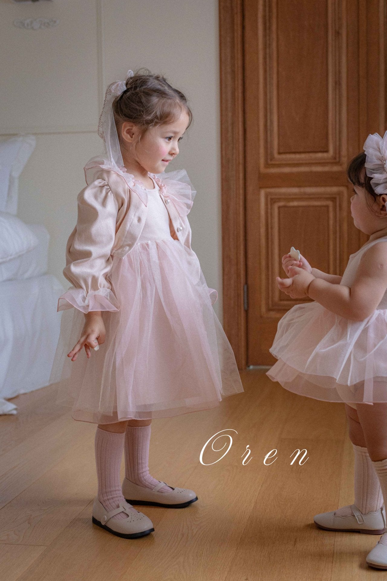 [OREN] (KIDS)Charmant Cardigan & Dress 2-Piece Set_2colors