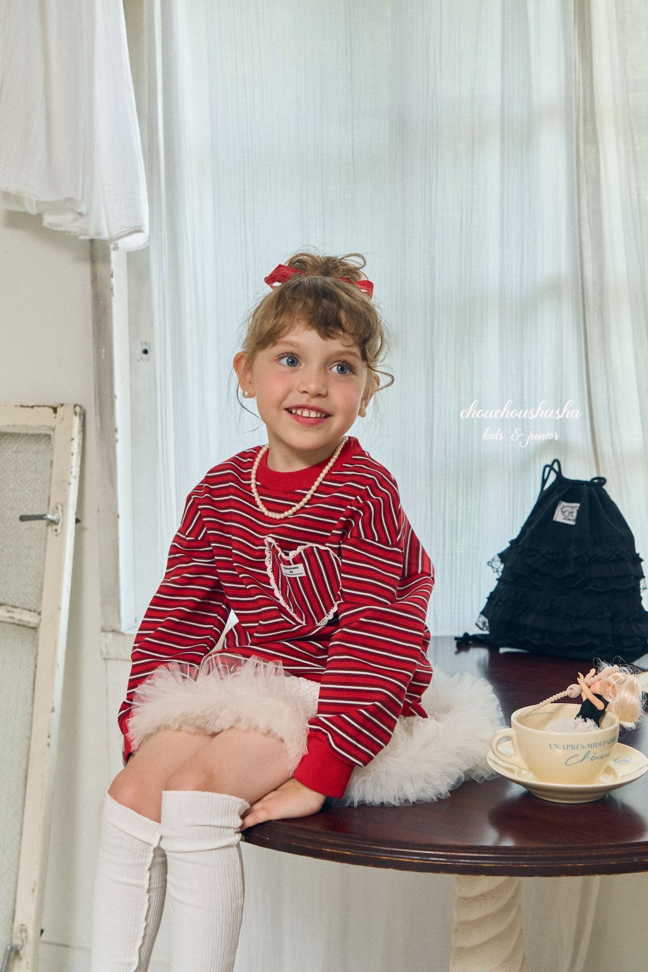 [CHOUCHOUSHASHA] Loopy Stripe T-shirts_Red