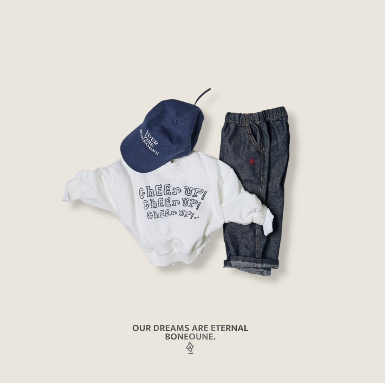 [BONEOUNE] Cheer up Crop Sweatshirt_2colors