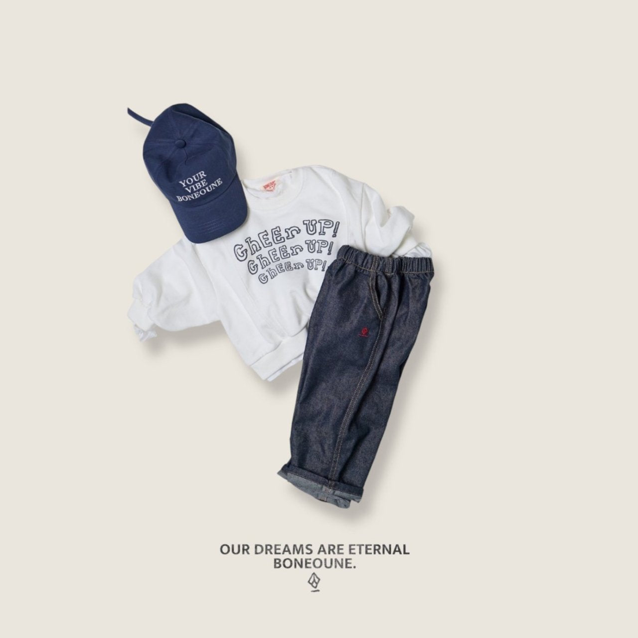 [BONEOUNE] Cheer up Crop Sweatshirt_2colors
