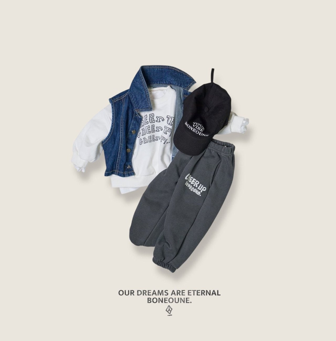 [BONEOUNE] Cheer up Crop Sweatshirt_2colors