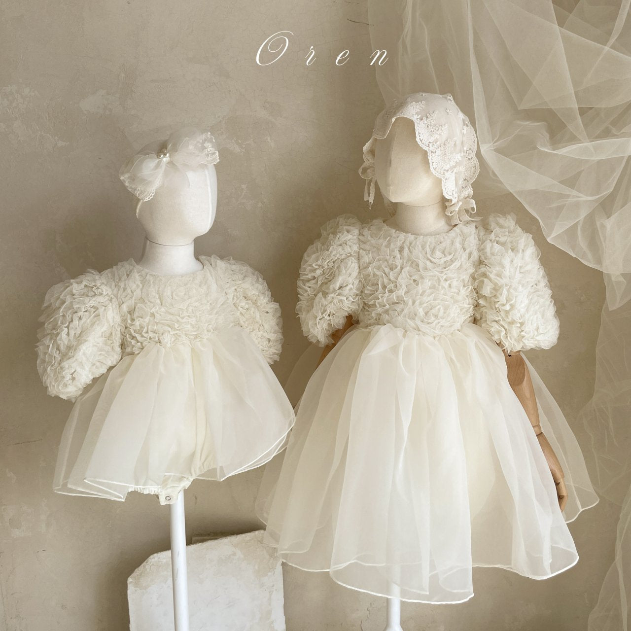 [OREN] Blooming Rose Pearl Dress(KIDS)_Cream