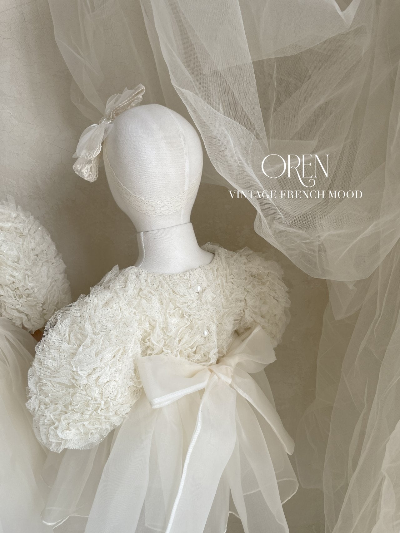 [OREN] Blooming Rose Pearl Dress(KIDS)_Cream