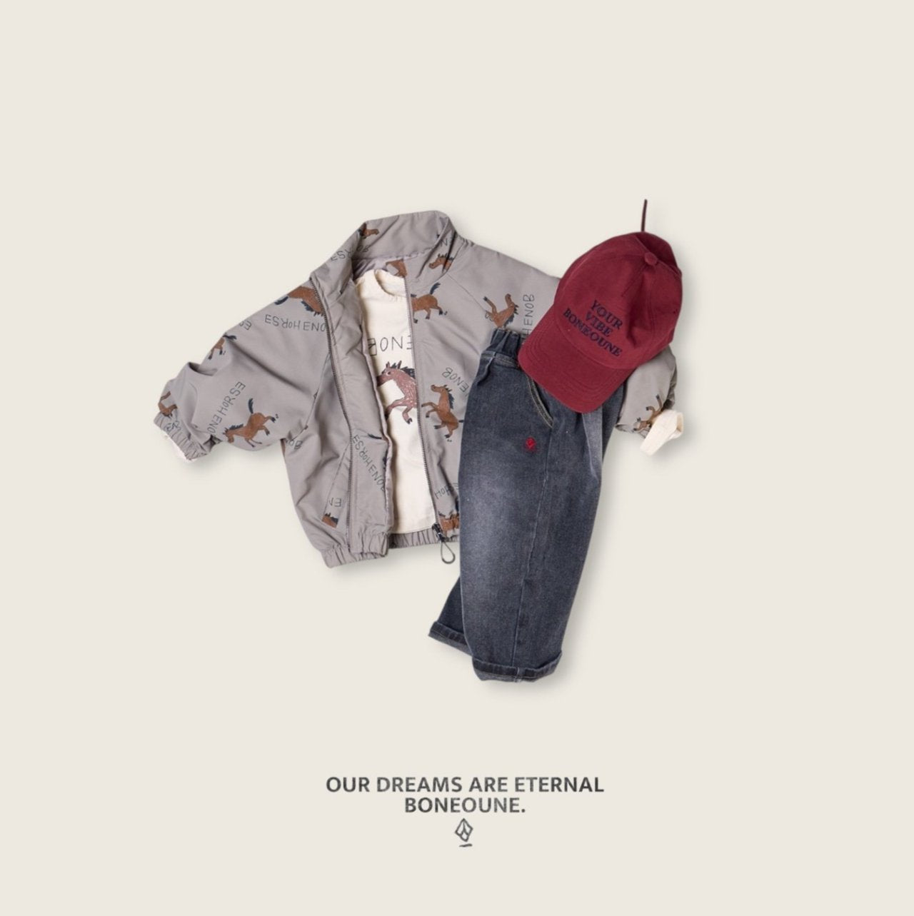 [BONEOUNE] Autumn Horse Raglan Jacket_2colors
